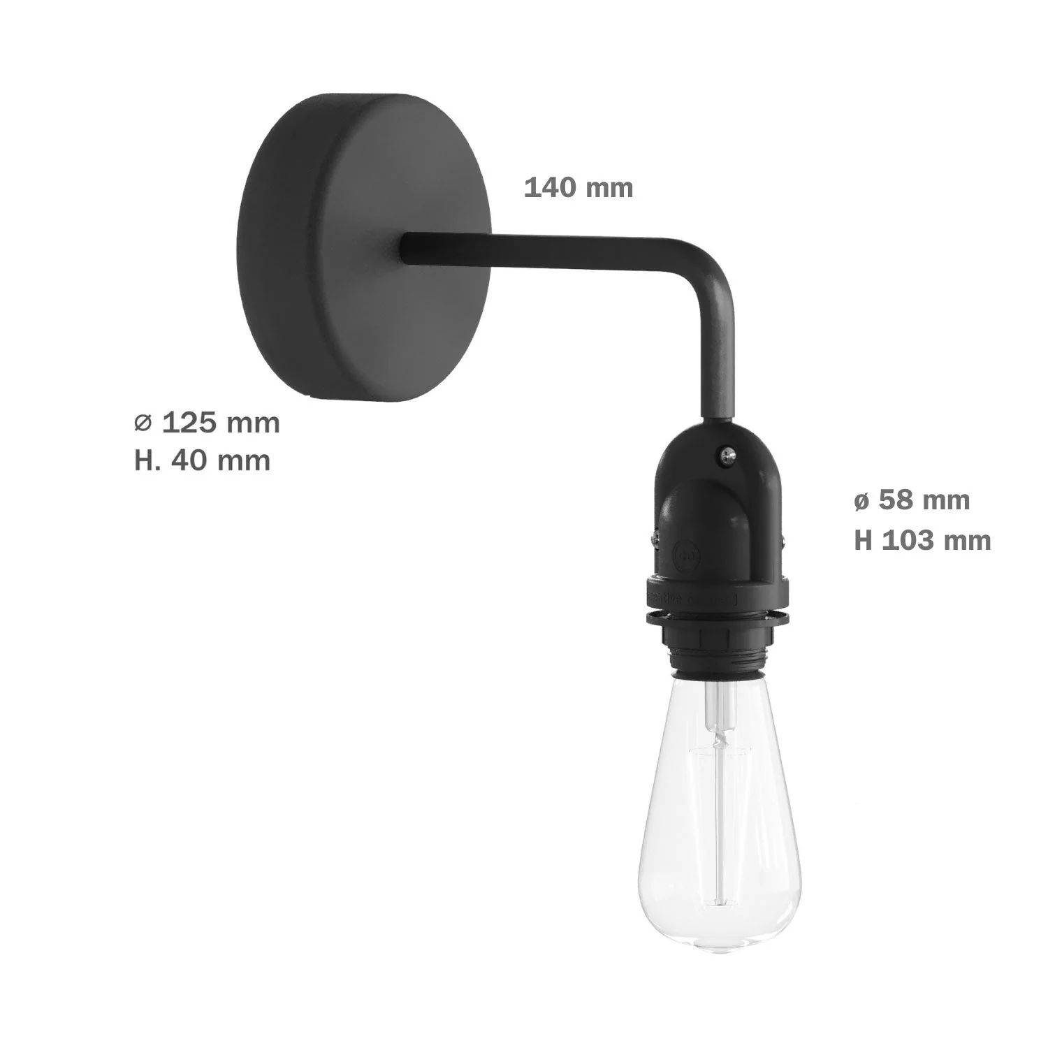 Fermaluce für Modulair-Lampenschirme mit L-Arm, Baldachin und IP65-wasserdichter Lampenfassung – Schwarz - Image 5