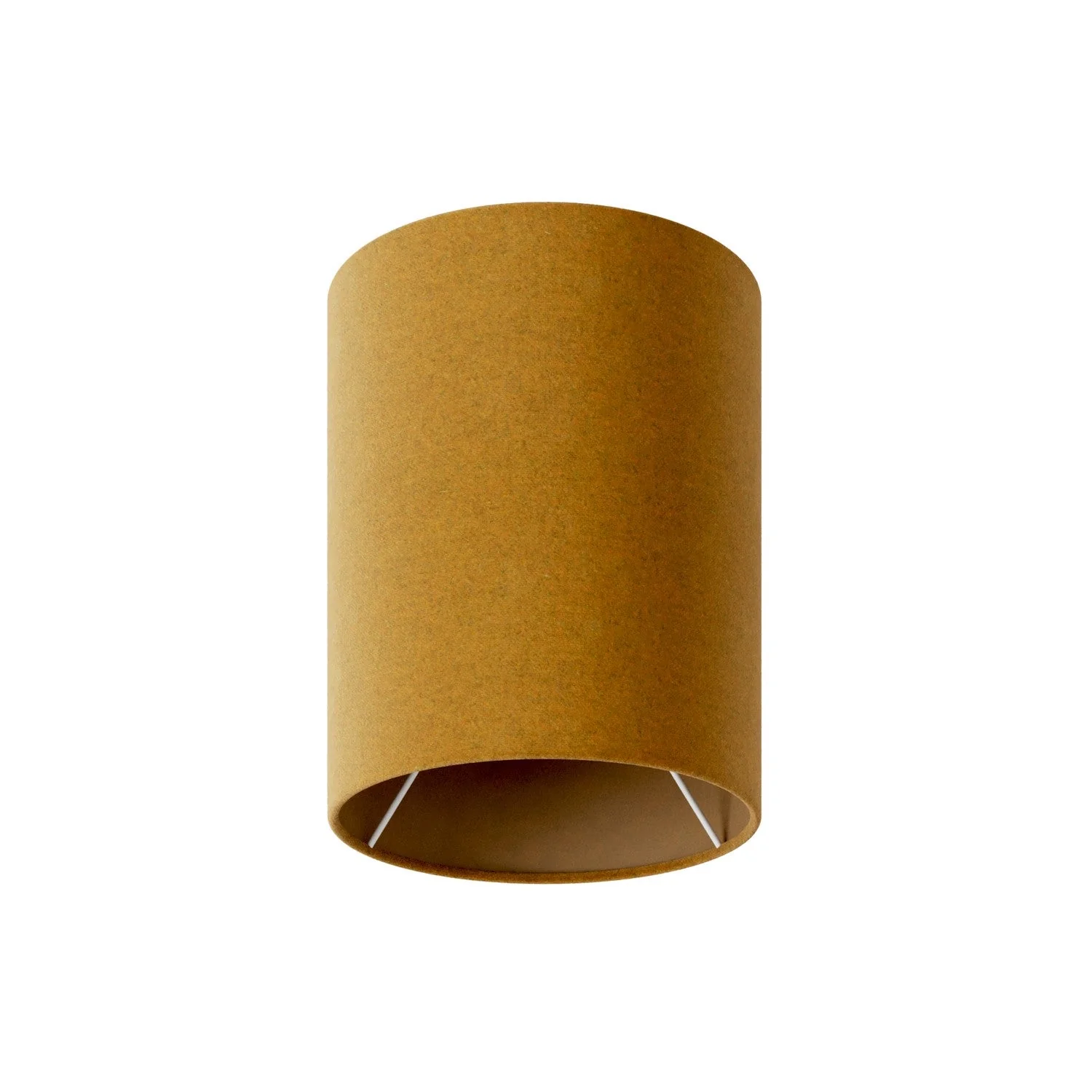 Zylinderlampenschirm S aus Stoff mit E27-Fassung – Made in Italy – Senfgelb-Wolle