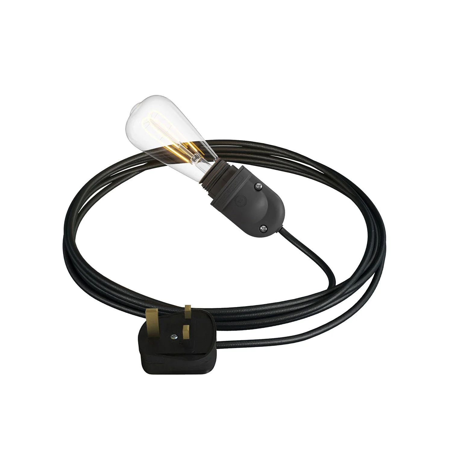 Snake Modulair mit Swing-Schirm, tragbare Außenleuchte, 5 m Stoffkabel, IP65-Lampenfassung und UK-Stecker – Schwarz - Image 4