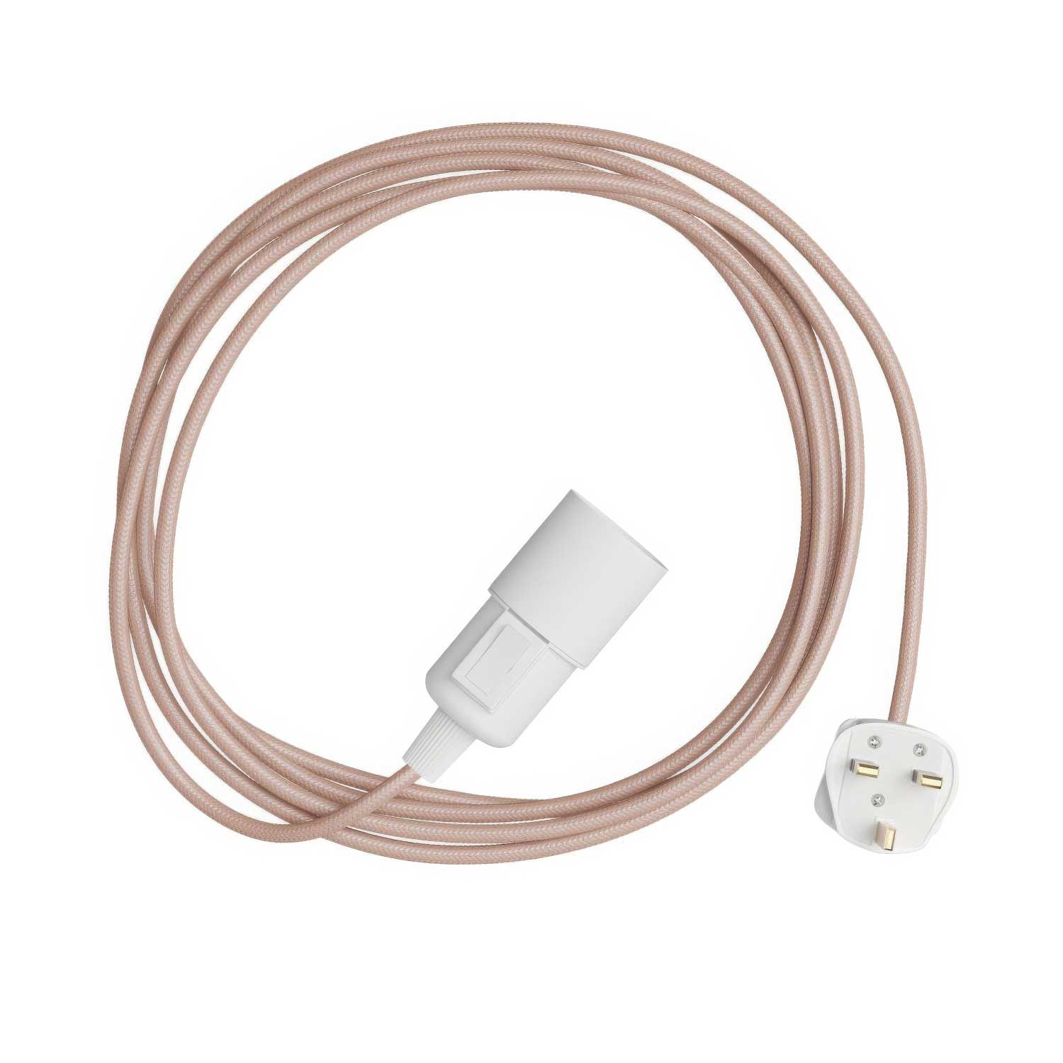 Snake – Steckerlampel mit buntem Stoffkabel RM16 und UK-Stecker
