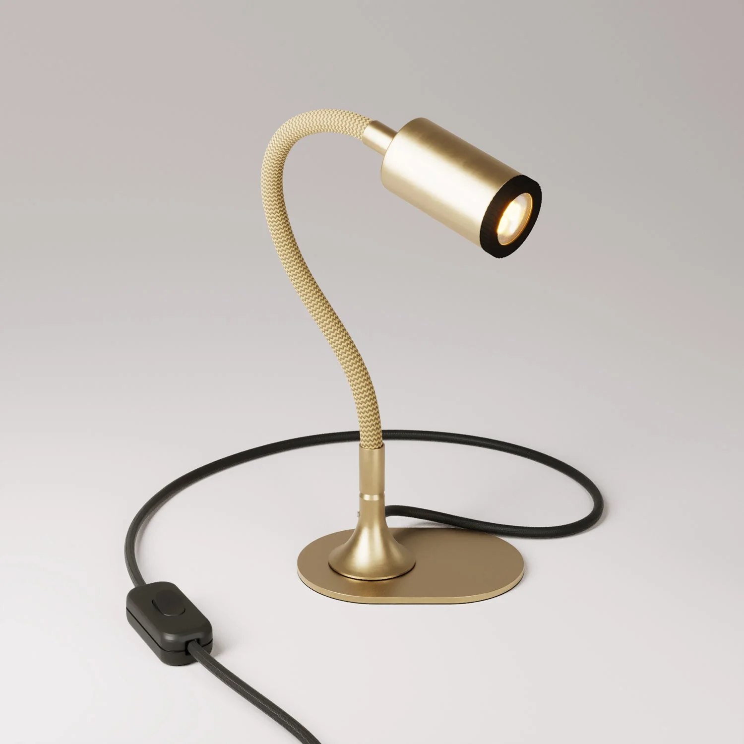 Schreibtischlampe MAG-Y mit Flex, ovalem Metallfuß und Spotlicht - Satiniert Bronze