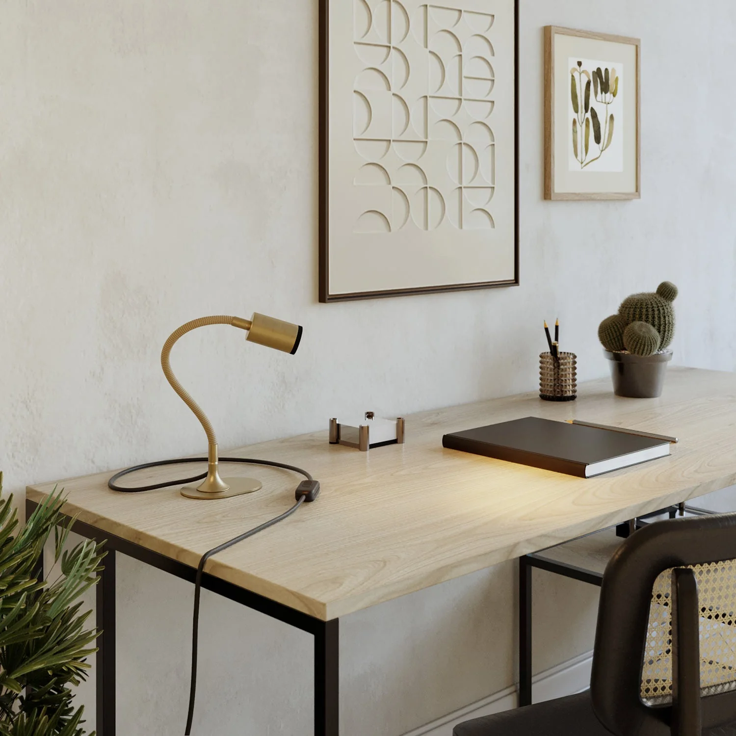 Schreibtischlampe MAG-Y mit Flex, ovalem Metallfuß und Spotlicht - Satiniert Bronze - Image 2