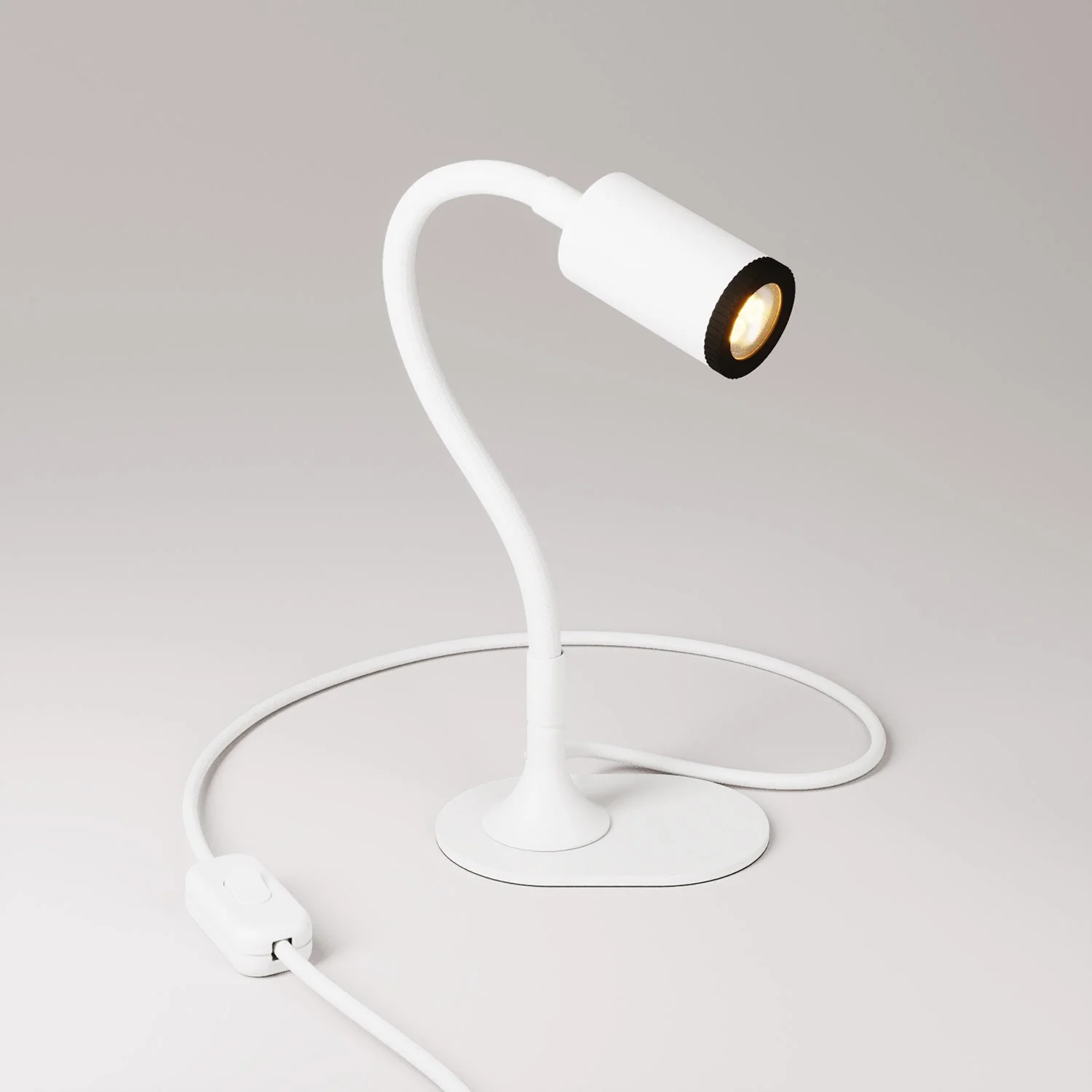 MAG-Y Schreibtischlampe mit Flex, ovalem Metallfuß und Spotlicht – Mattweiß