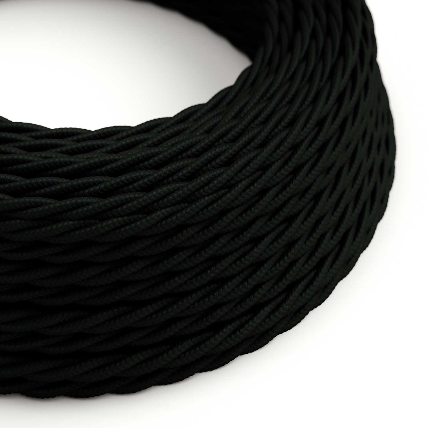 Schwarzes, mit Rayon ummanteltes, gedrehtes Elektrokabel – TM04