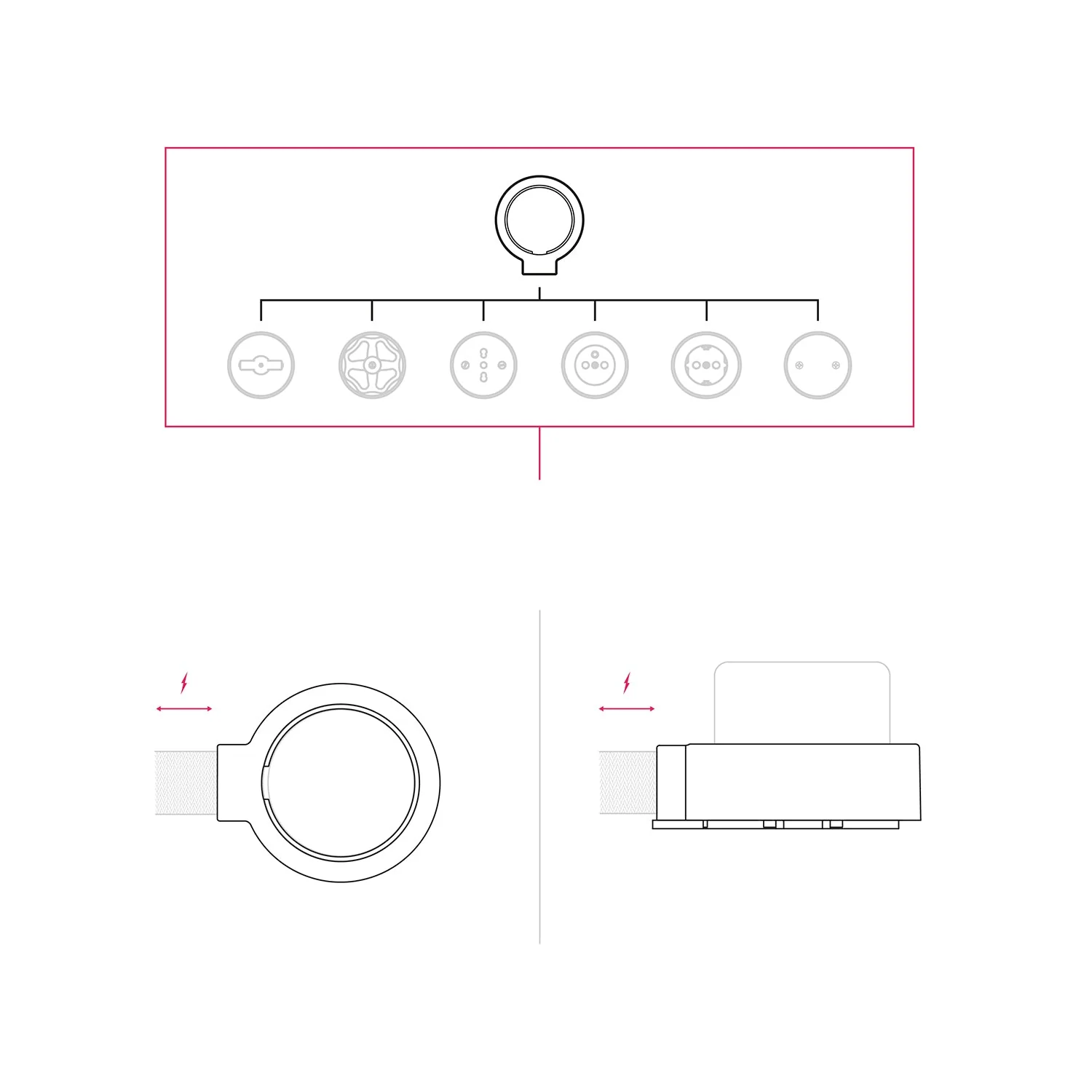 Sockel aus schwarzem Porzellan für Steckdose und Schalter/Wechselschalter, kompatibel mit Creative-Tubes – für 1 bis 4 Ausgänge. - Image 7