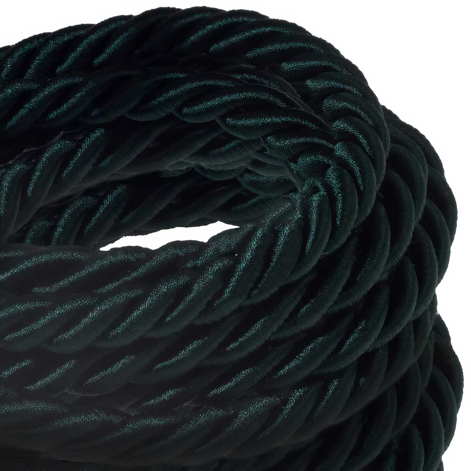 Tau-Elektrokabel 18/3 AWG innenliegend. Glänzender dunkelgrüner Stoffmantel - Image 2