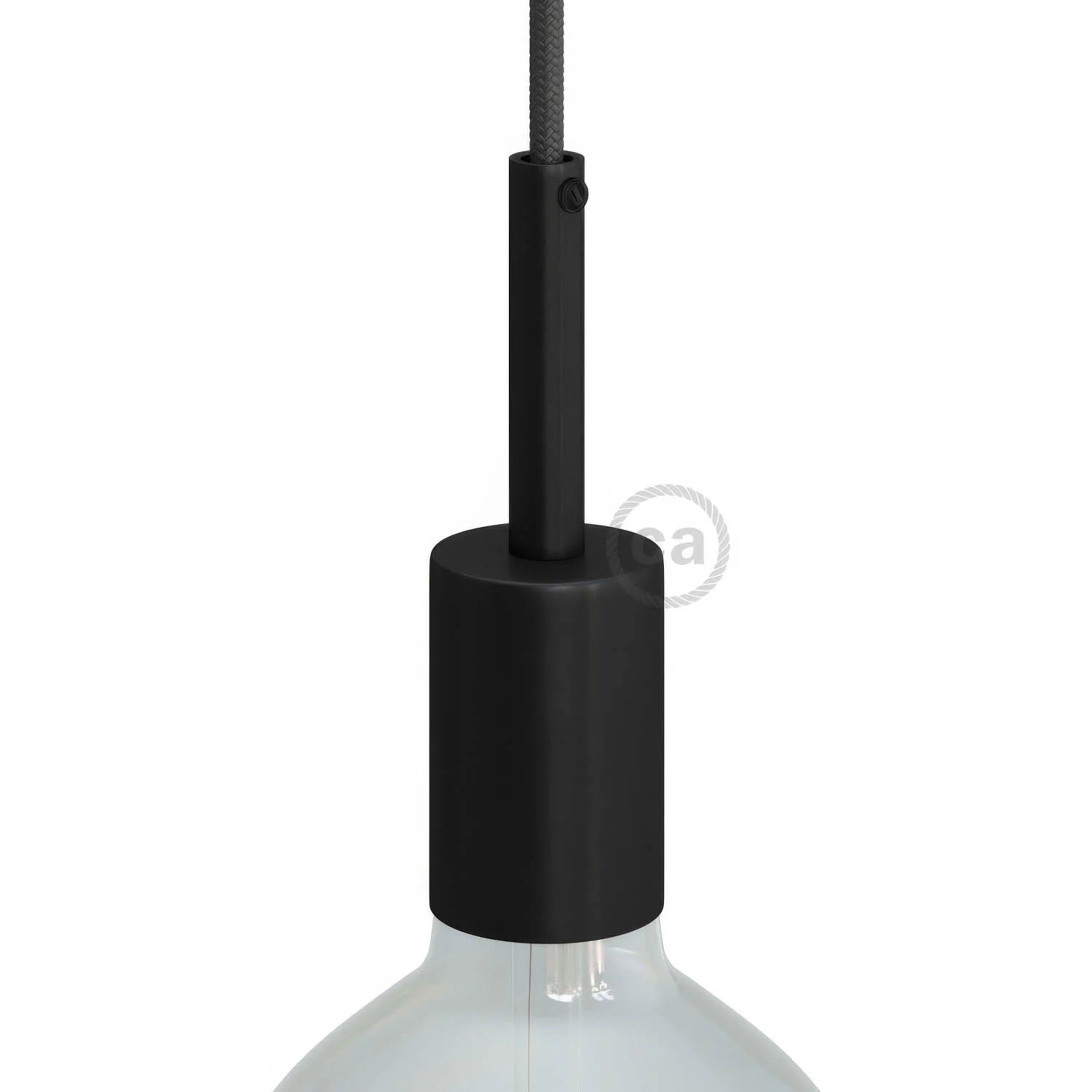 Kit zylindrische E27-Metallfassung mit 7 cm Zugentlastung – Schwarz