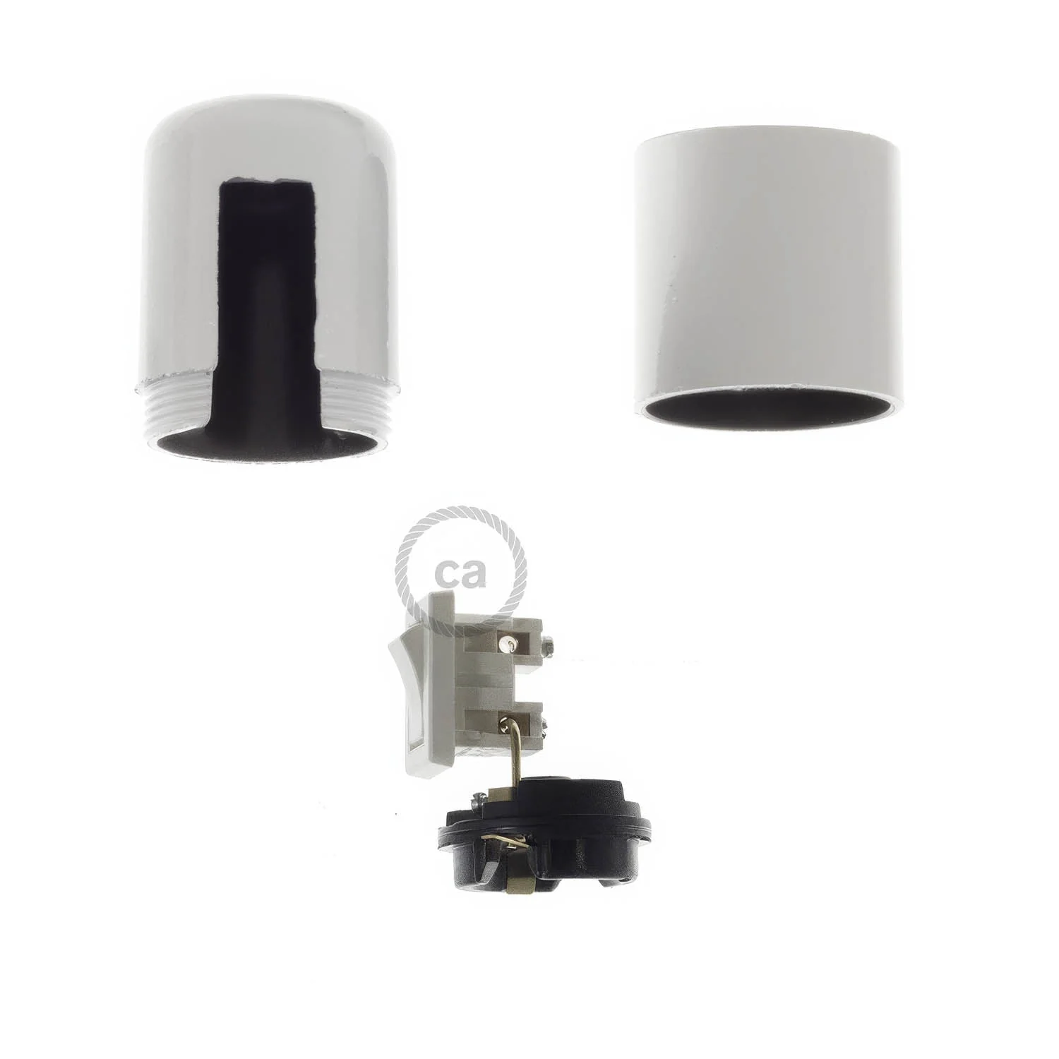 E27 Lampenfassung-Kit aus Bakelit mit Schalter – Weiß - Image 2