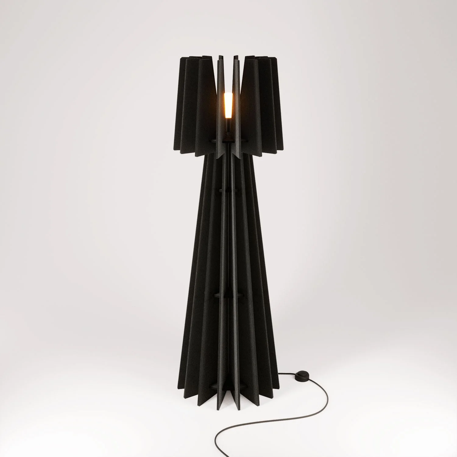 SHHINE – Stehlampe aus schallabsorbierendem Material – Schwarz Melange