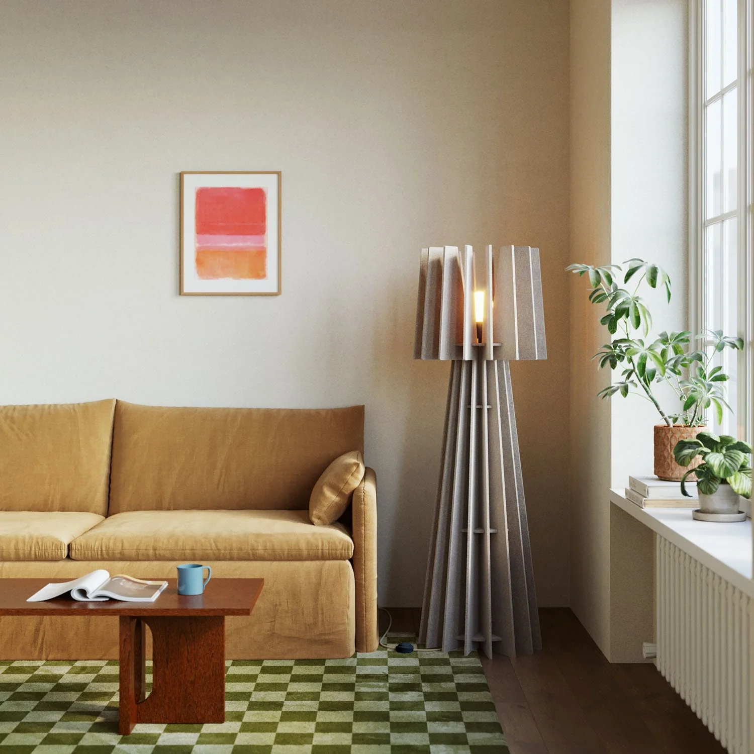 SHHINE Stehleuchte aus schallabsorbierendem Material und UK-Stecker – Taupe-Melange - Image 2