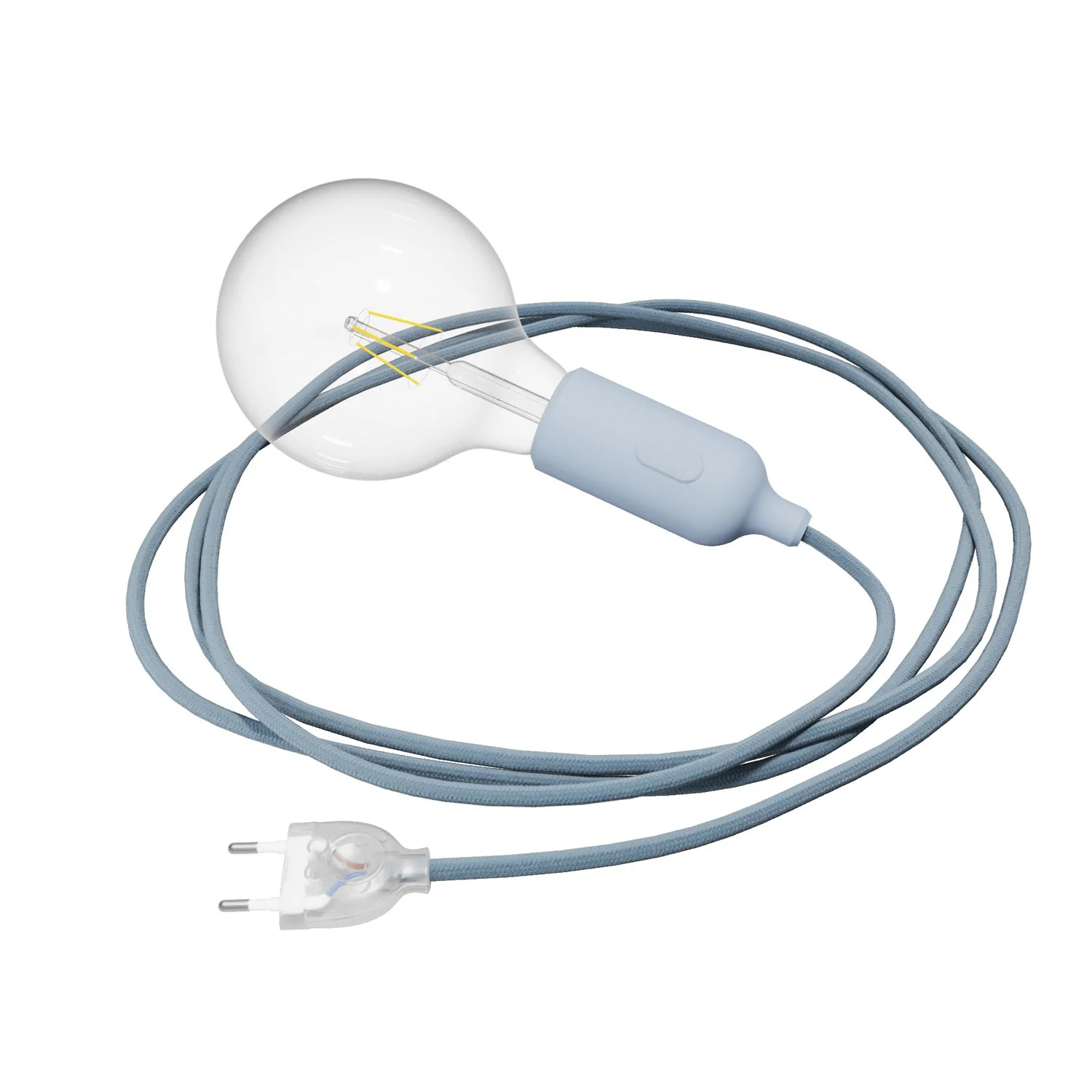 Snake Lampe aus Silikon mit Schalter und Stecker – Zuckerpapier-Blau