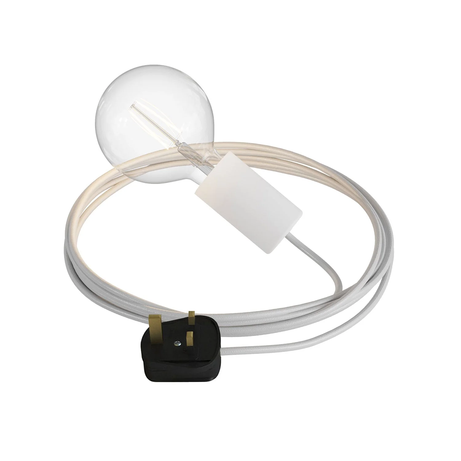 Snake Modulair Elegant, tragbare Außenlampe, 5 m Textilkabel, IP65-Lampenfassung und UK-Stecker – Weiß