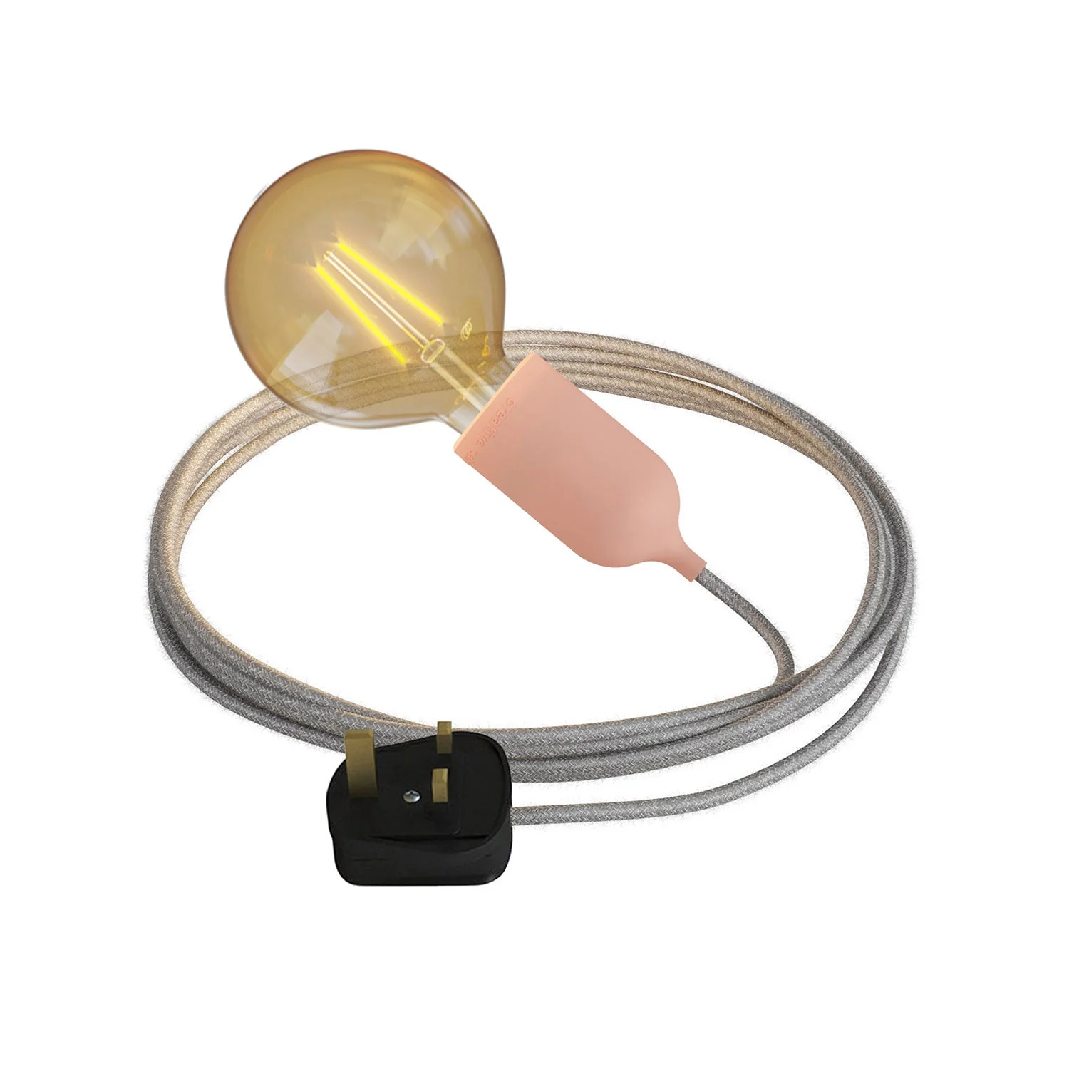 Snake Modulair Pastel, tragbare Außenleuchte, 5 m Textilkabel, E27-Fassung IP65 und UK-Stecker – Lachs