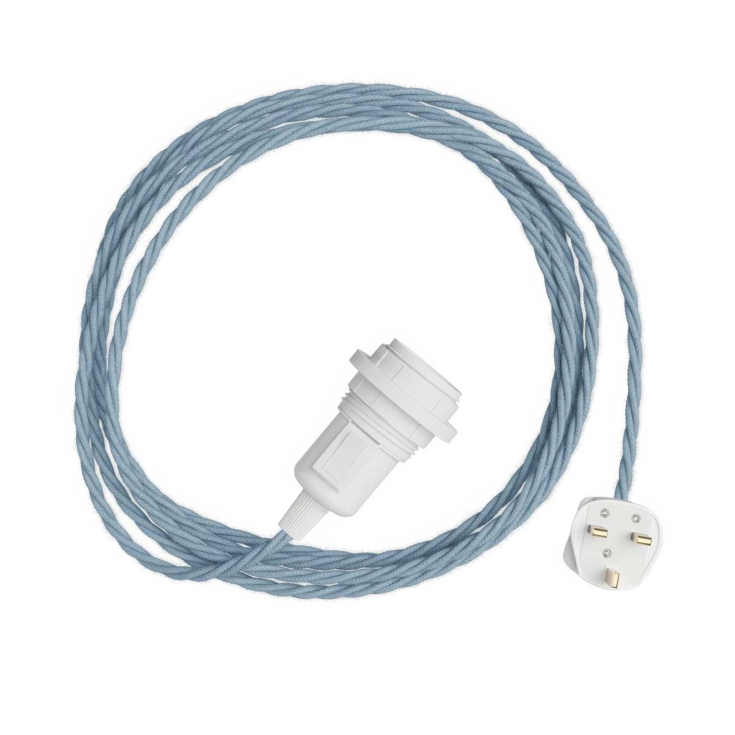 Snake Twisted für Lampenschirm - Plug-in-Lampe mit geflochtenem Stoffkabel TC53 und UK-Stecker