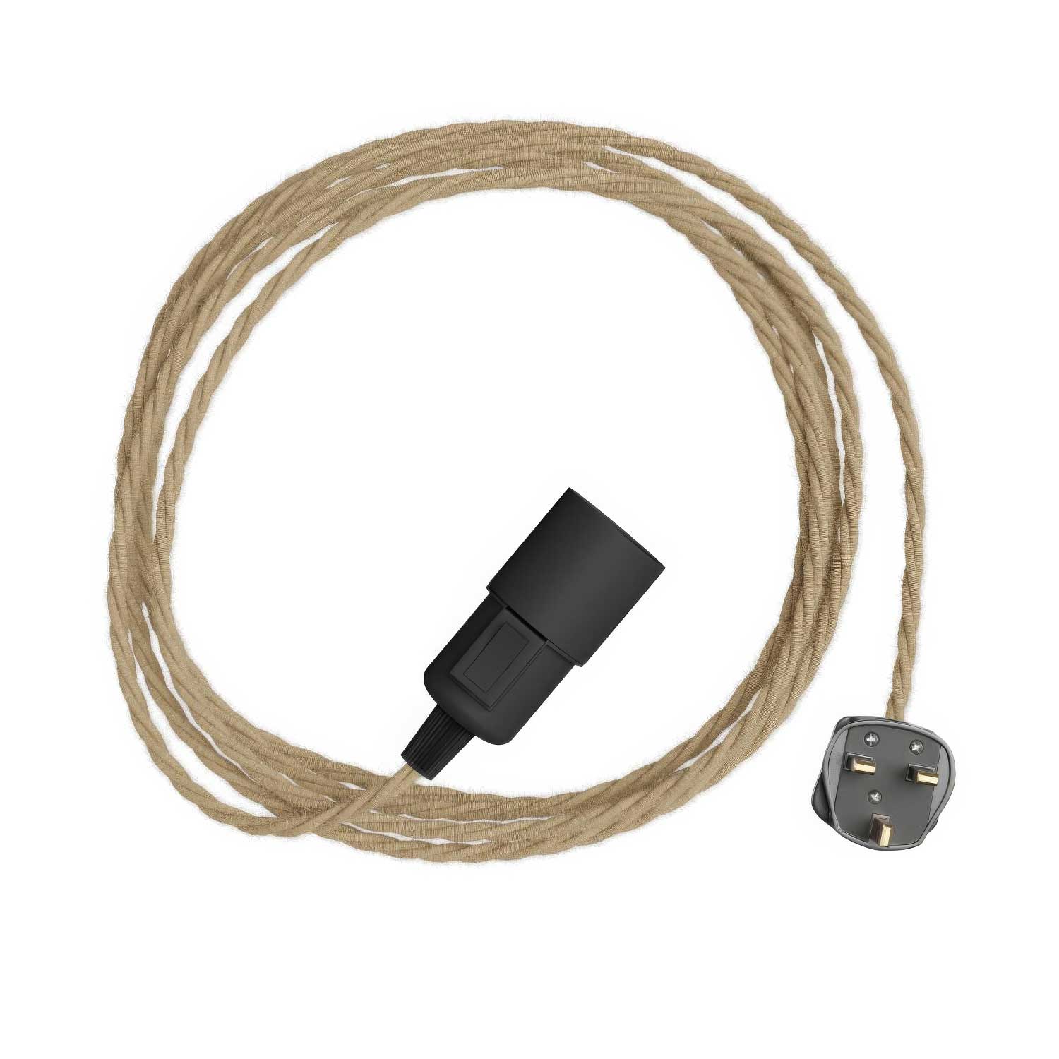 Snake Twisted – Plug-in-Lampe mit geflochtenem Textilkabel TN06 und UK-Stecker