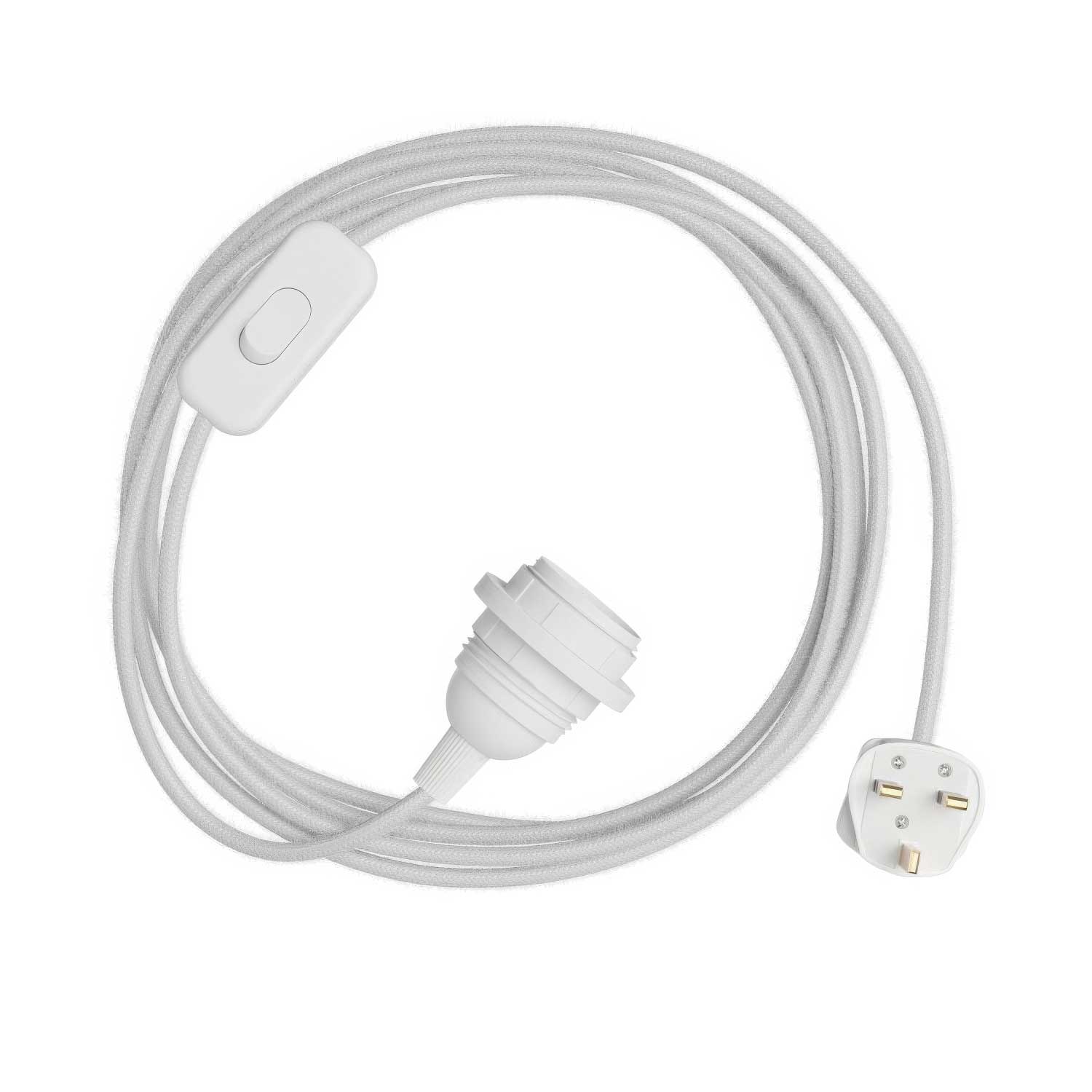 SnakeBis für Lampenschirm – Verkabelung mit Fassung, farbigem Stoffkabel RC01 und UK-Stecker