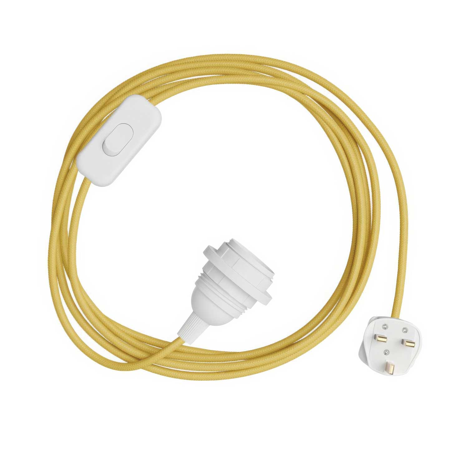 SnakeBis für Lampenschirm – Verkabelung mit Lampenfassung, farbiges Stoffkabel RM10 und UK-Stecker