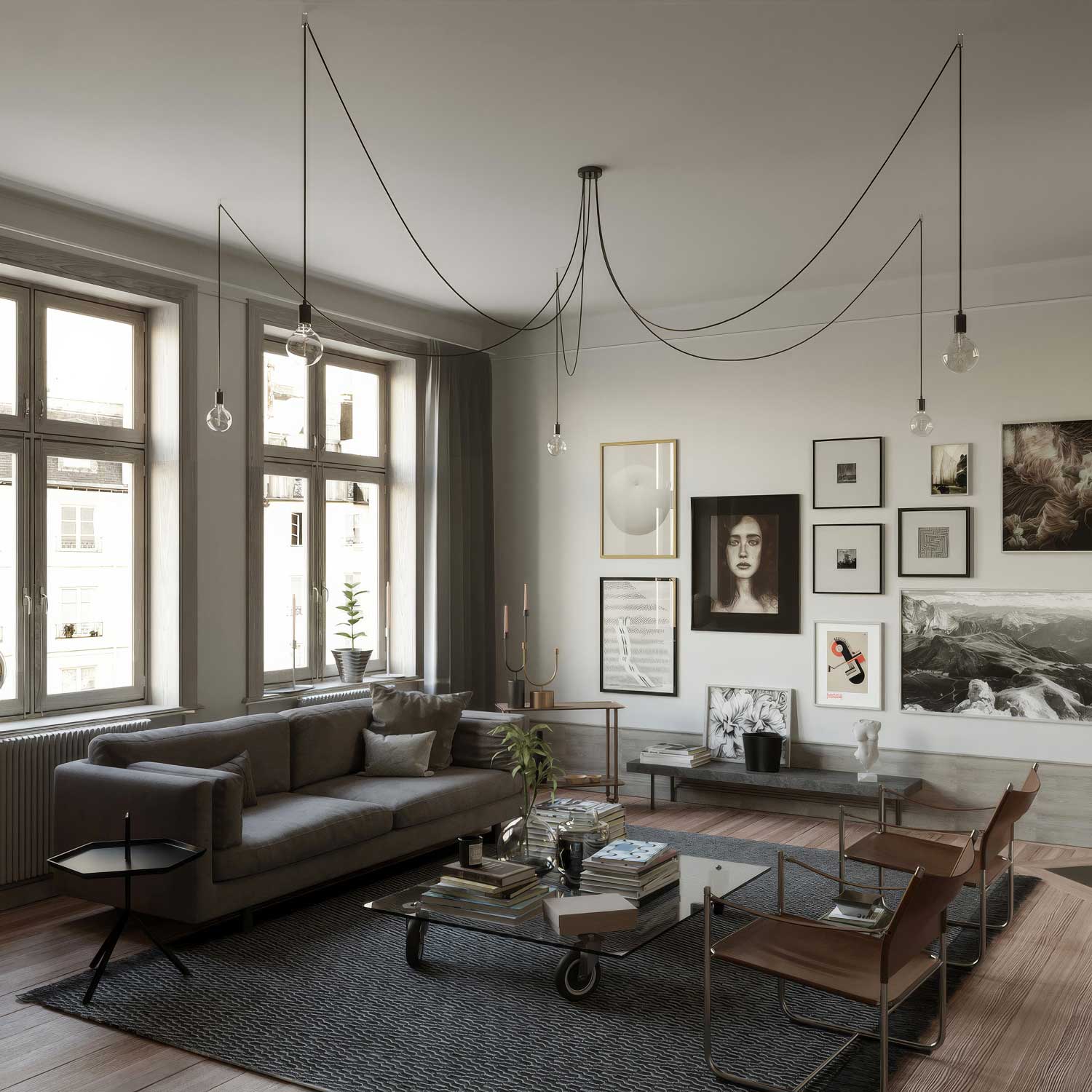 Spider – Mehrfach-Pendelleuchte mit 5 Abhängungen, Metallfinish – Schwarz Perle - Image 3