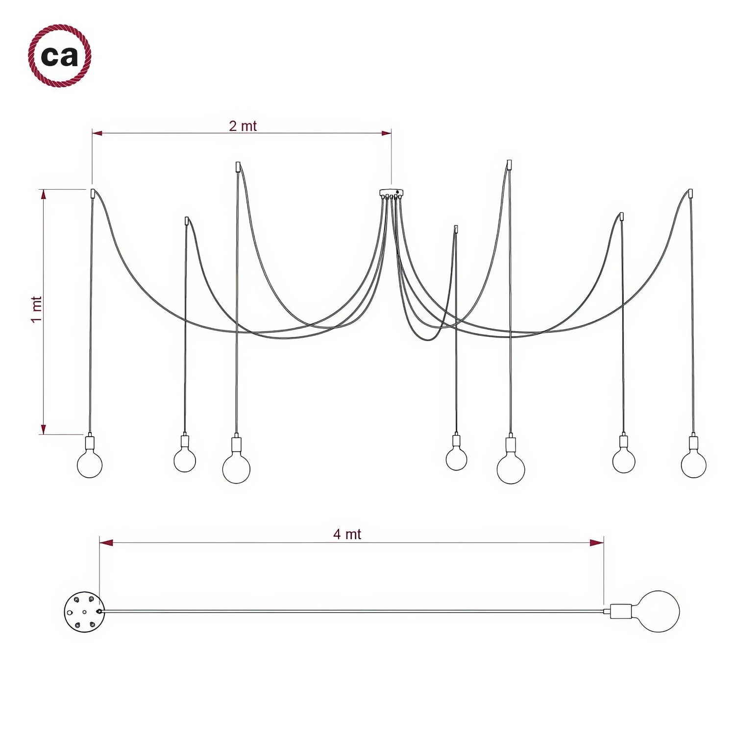 Spider – Mehrfach-Pendelleuchte mit 7 Abhängungen und Metall-Finish – Kupfer - Image 5