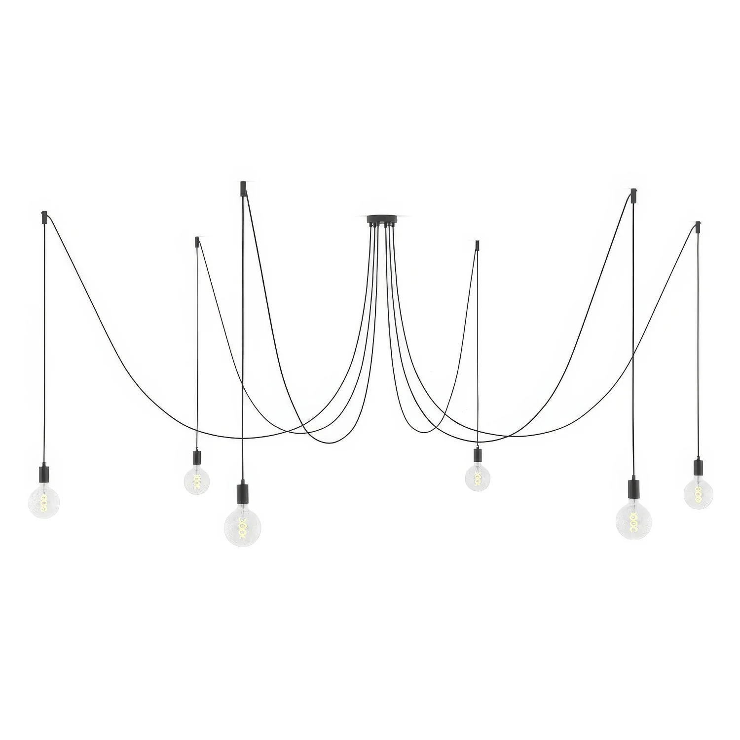 Spider – Pendelleuchte mit Mehrfachabgang (6-fach) und Metall-Details – Schwarz