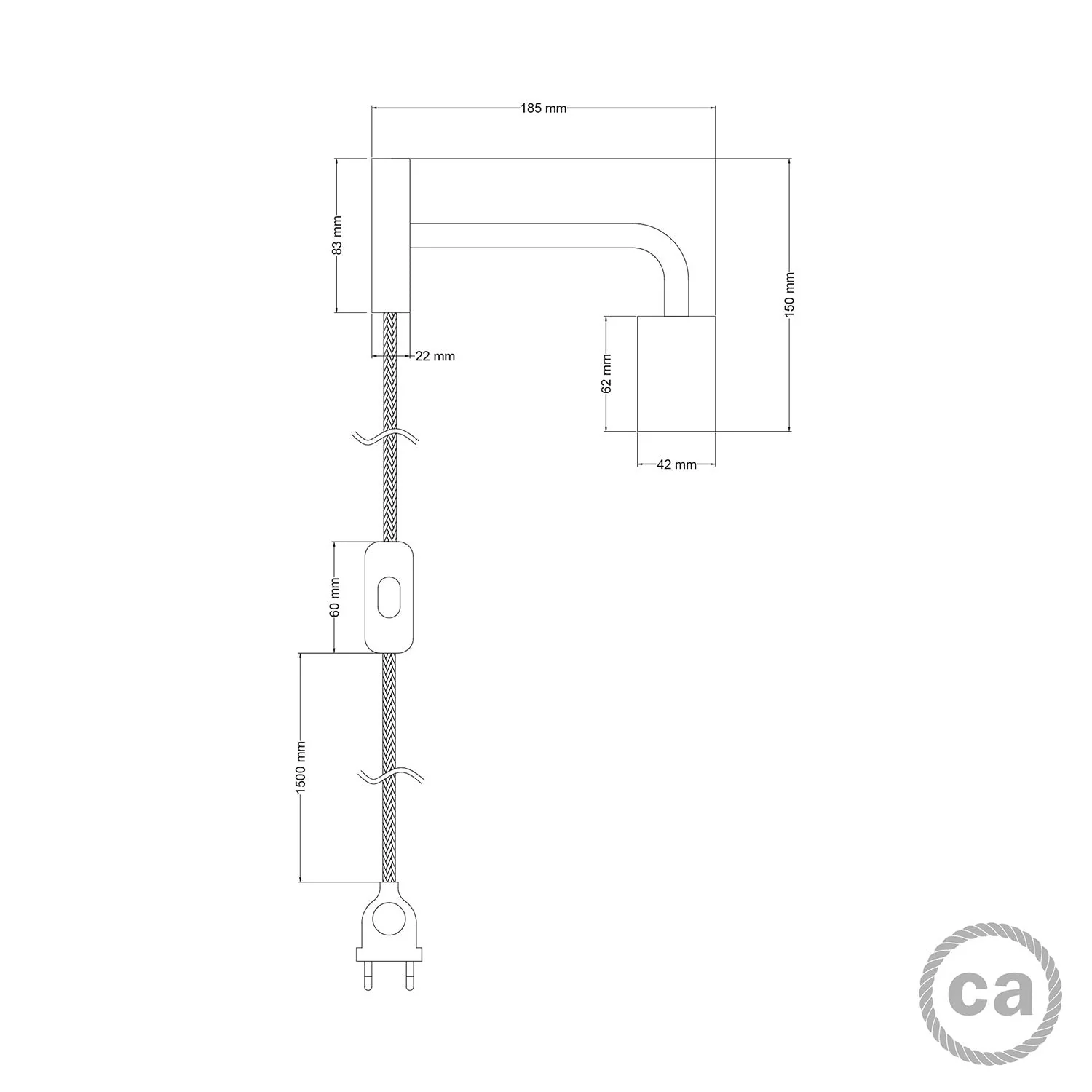 Spostaluce-Lampe aus Metall mit gebogener Verlängerung – Satinierte Bronze - Image 4