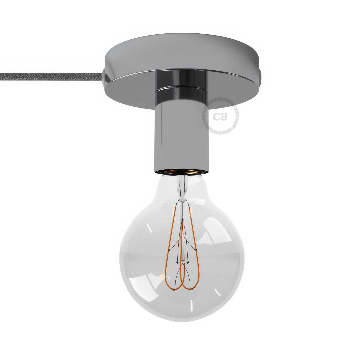 Spostaluce Metall-Lichtpunkt mit Textilkabel und seitlichen Öffnungen – Chrom