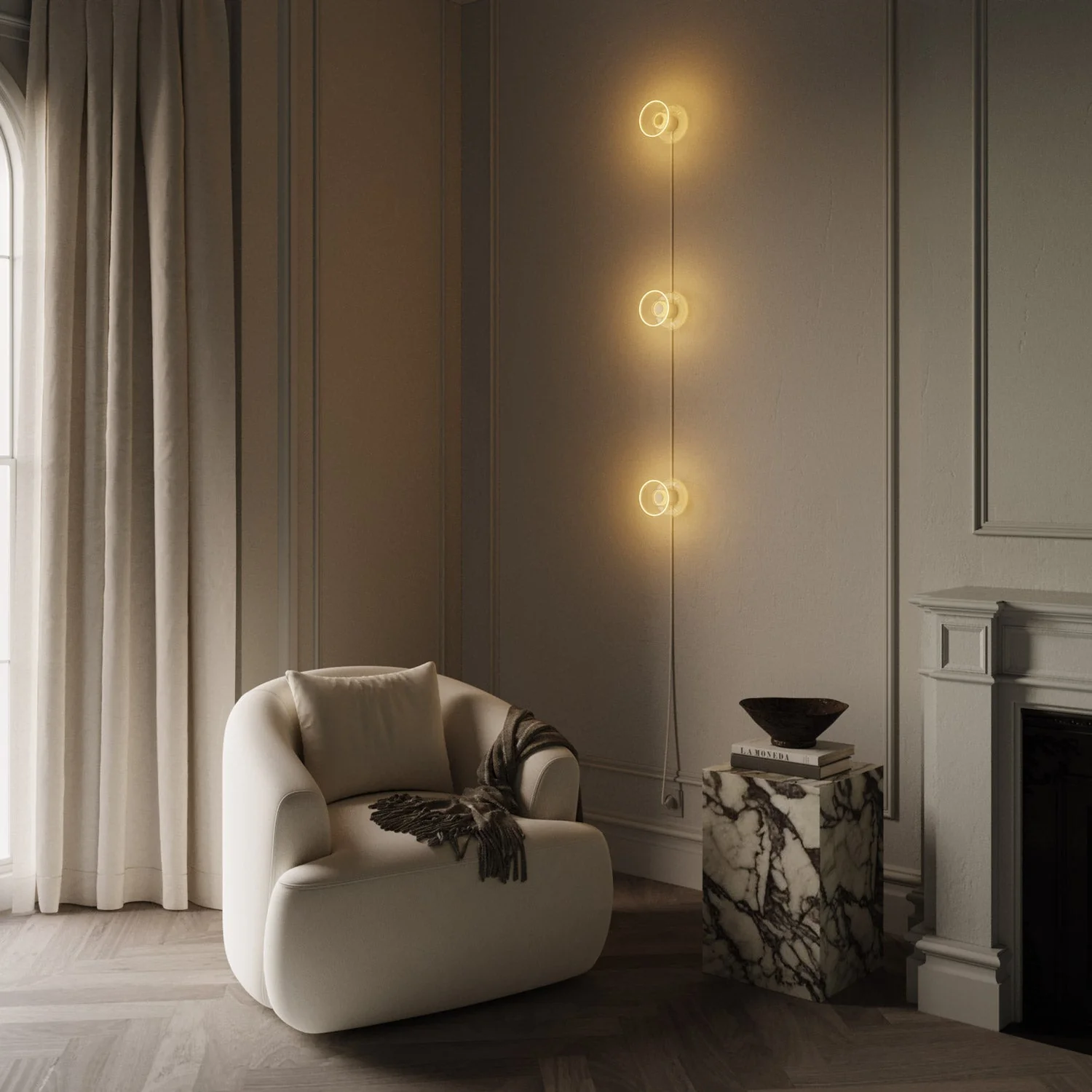 Spostaluce Wandleuchte mit Stecker, 3 Ghost-Glühbirnen und weißem Kabel - Image 2