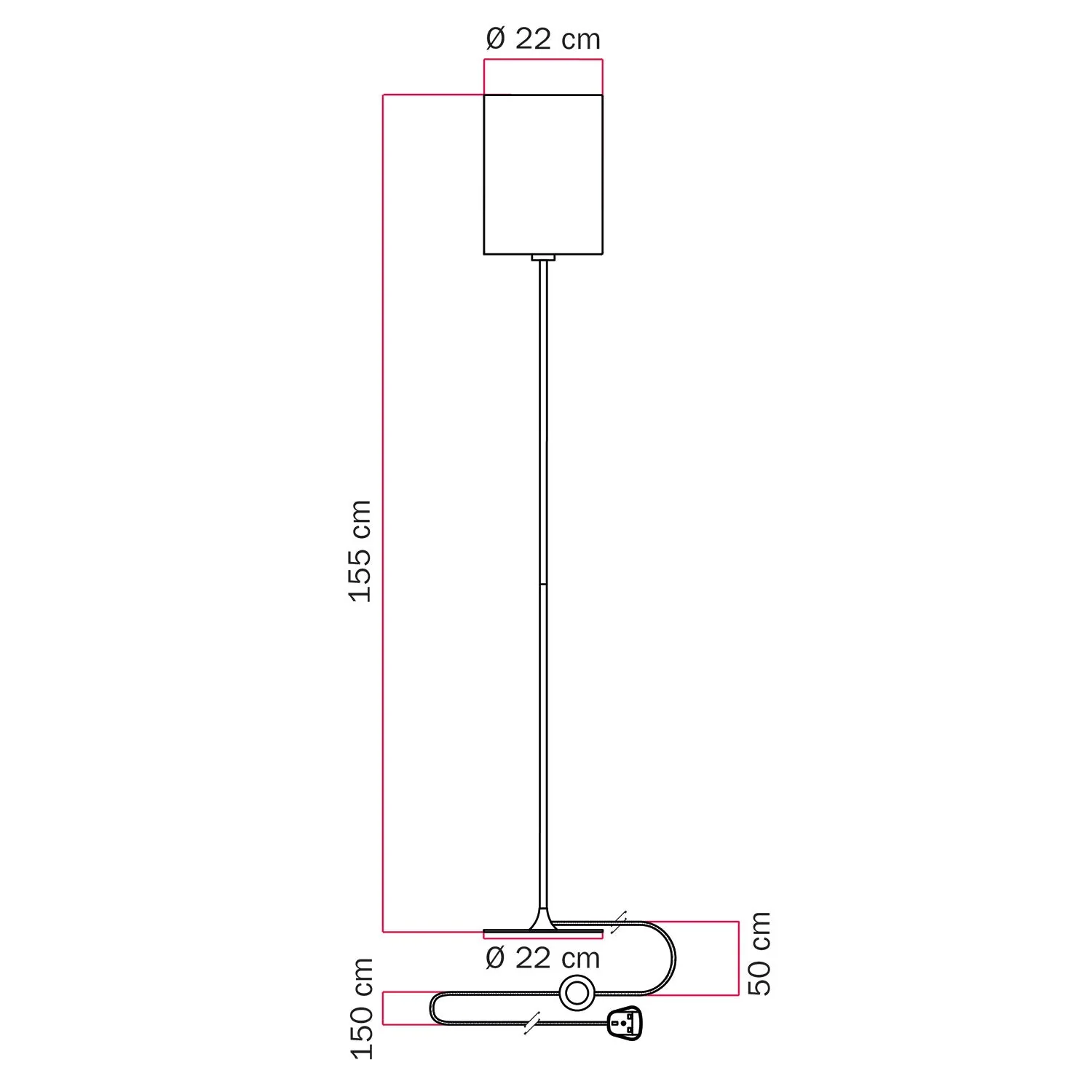 Stehlampe MAG-Y mit rundem Metallsockel, Zylinder M-Lampenschirm und UK-Stecker – Mattweiß - Image 5