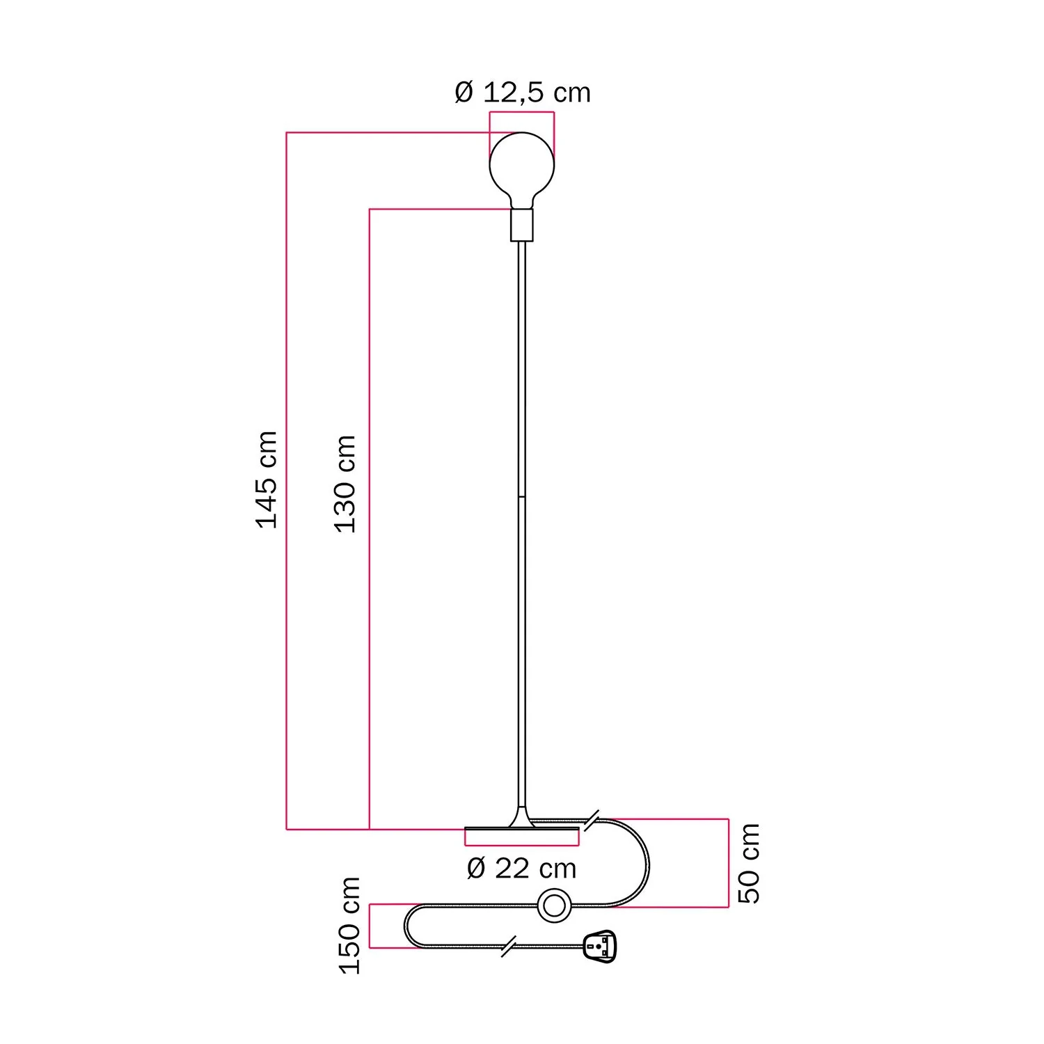 Stehlampe MAG-Y mit runder Metallbasis und UK-Stecker – Schwarz - Image 4