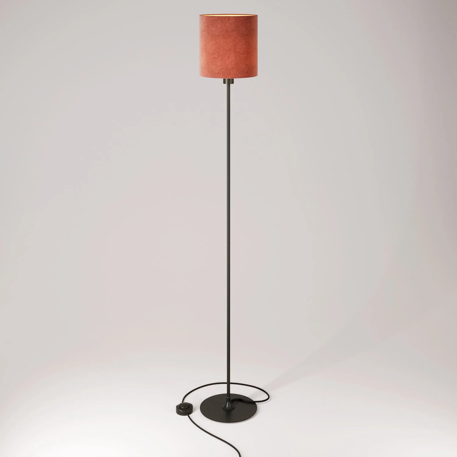 Stehlampe MAG-Y mit rundem Metallfuß und Lampenschirm Cilindro M – Schwarz