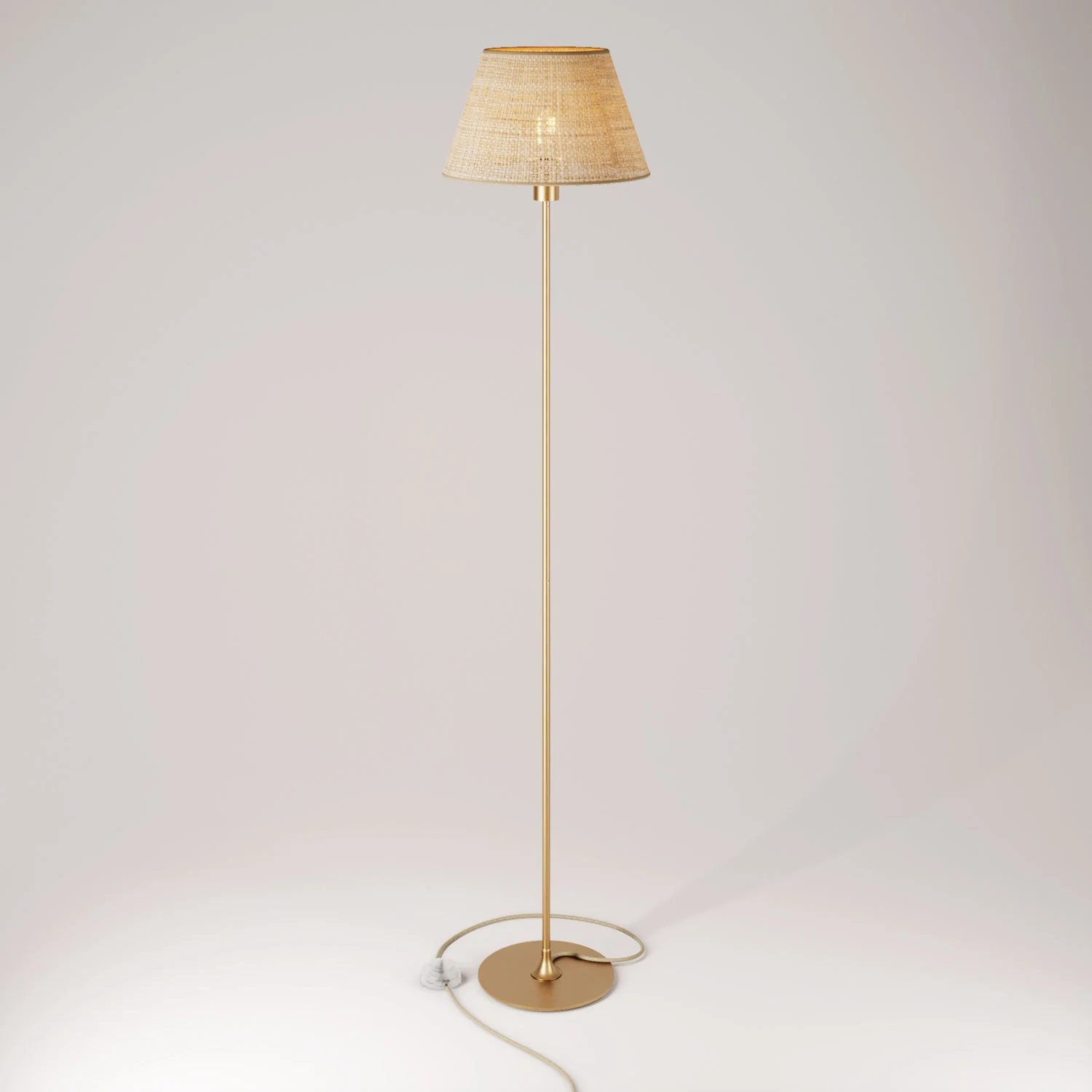 Stehleuchte MAG-Y mit runder Metallbasis und Impero M Lampenschirm – Satin-Bronze
