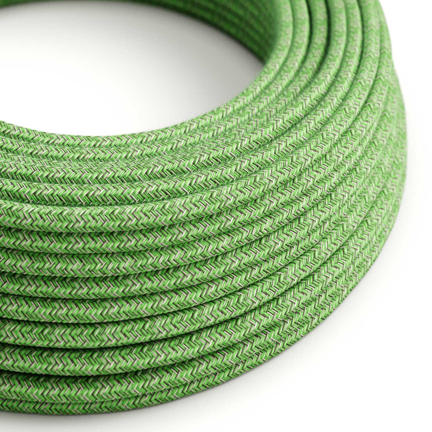 Stoffkabel - Grüner Baumwoll-Tweed RX08 - UL-zertifiziert