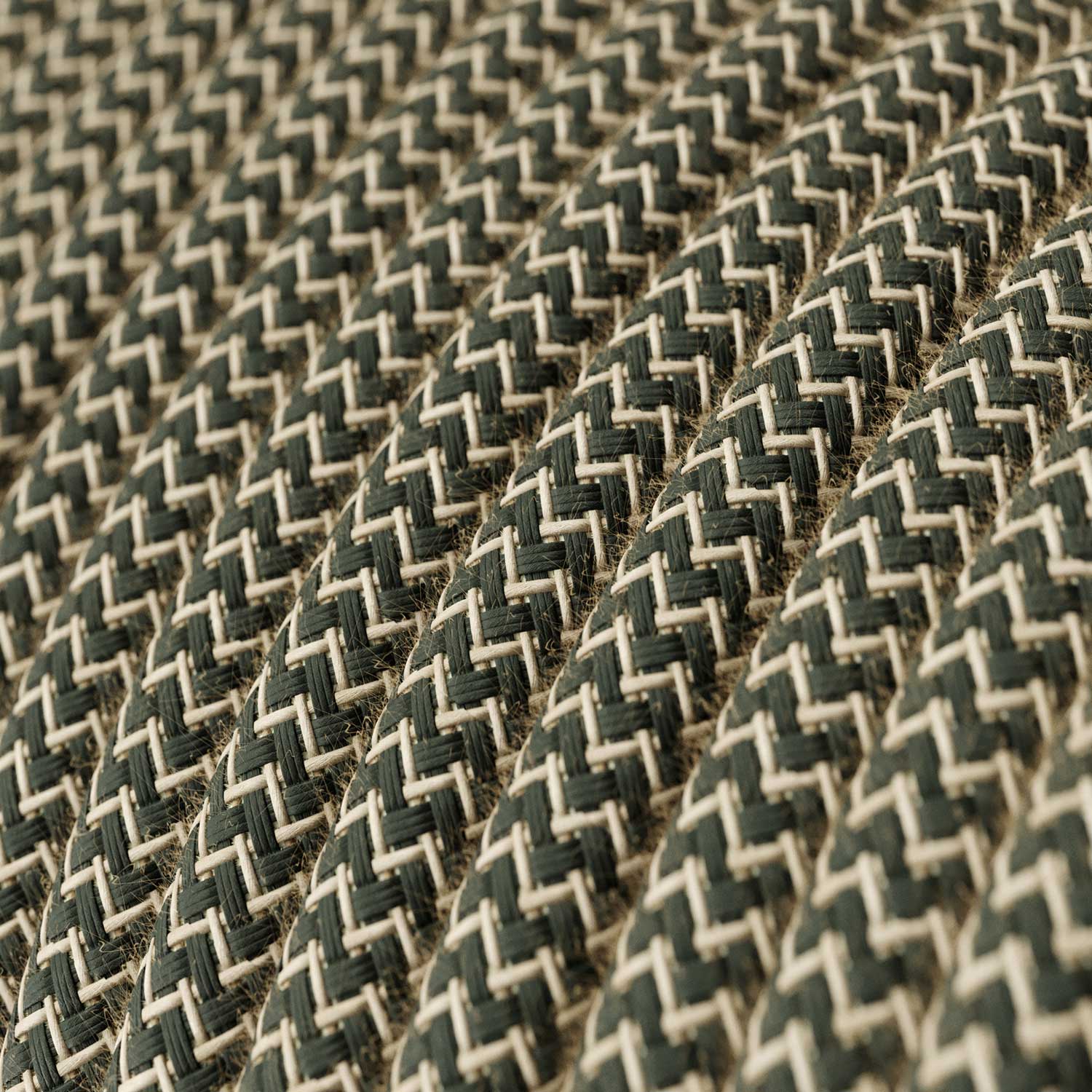 Textilkabel – Natur & Anthrazit Leinen Chevron RD74 – UL-zertifiziert - Image 2