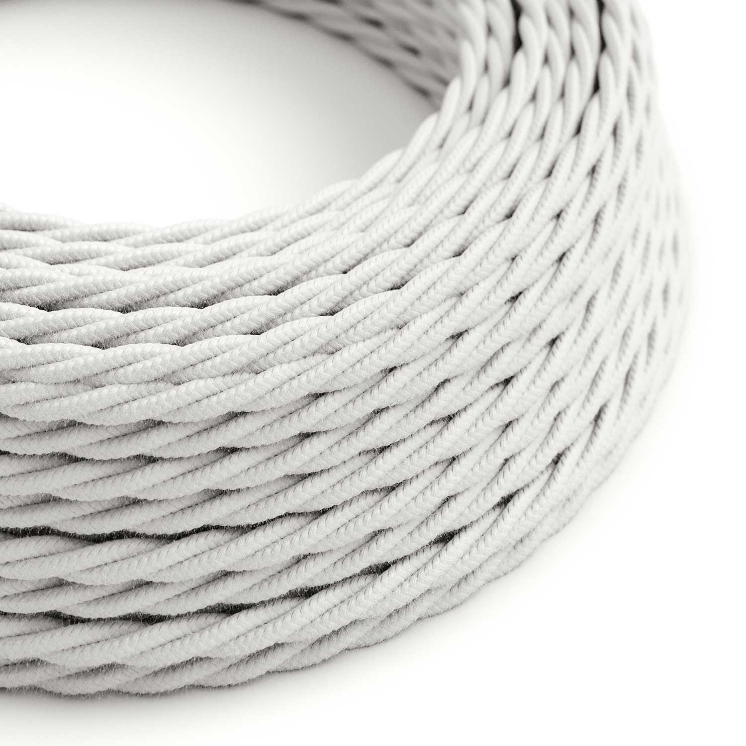 Textilkabel Optisch Weiß aus Baumwolle - Das Original Creative-Cables - TC01 geflochten 2x0,75 mm / 3x0,75 mm