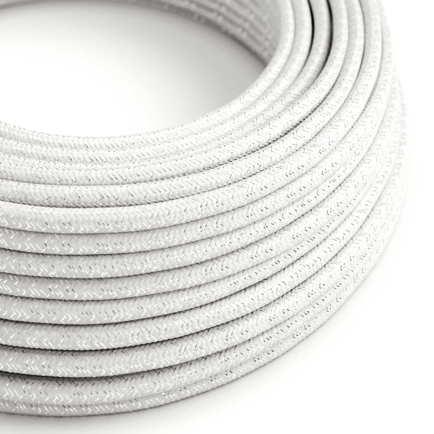 Stoffummanteltes Kabel – Weiß Glitter RL01 – UL-gelistet