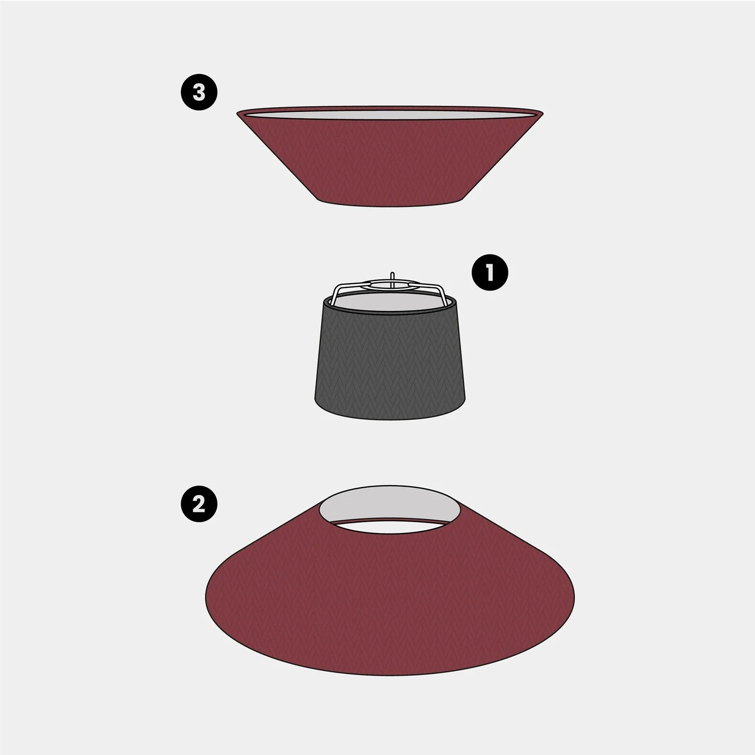Lampenschirm aus Stoff Clessidra für Pendelleuchte – Arenal Bordeaux - Image 16