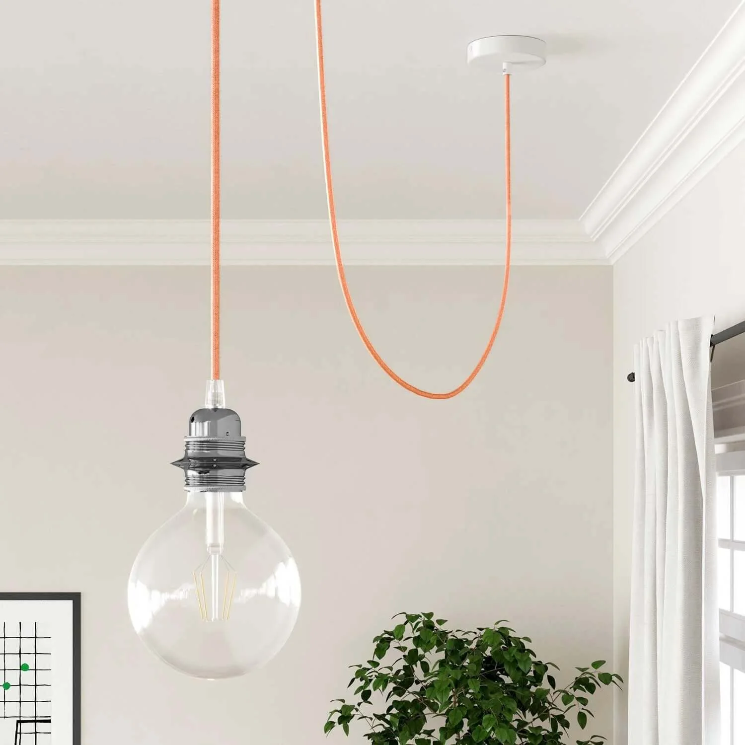 Stoffkabel in Pfirsichfarbe – Das Original Creative Cables, für moderne und farbenfrohe Lampen – RM23 - Image 4