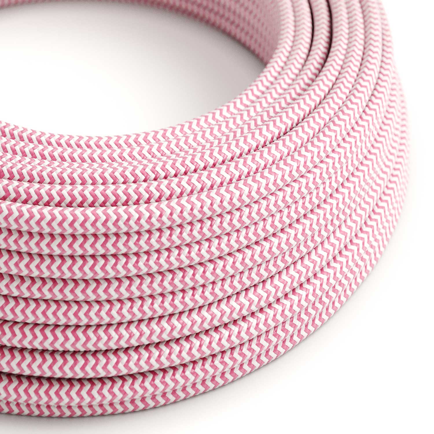 Textilkabel - Fuchsia & Weiß Chevron RZ08 - UL-zertifiziert