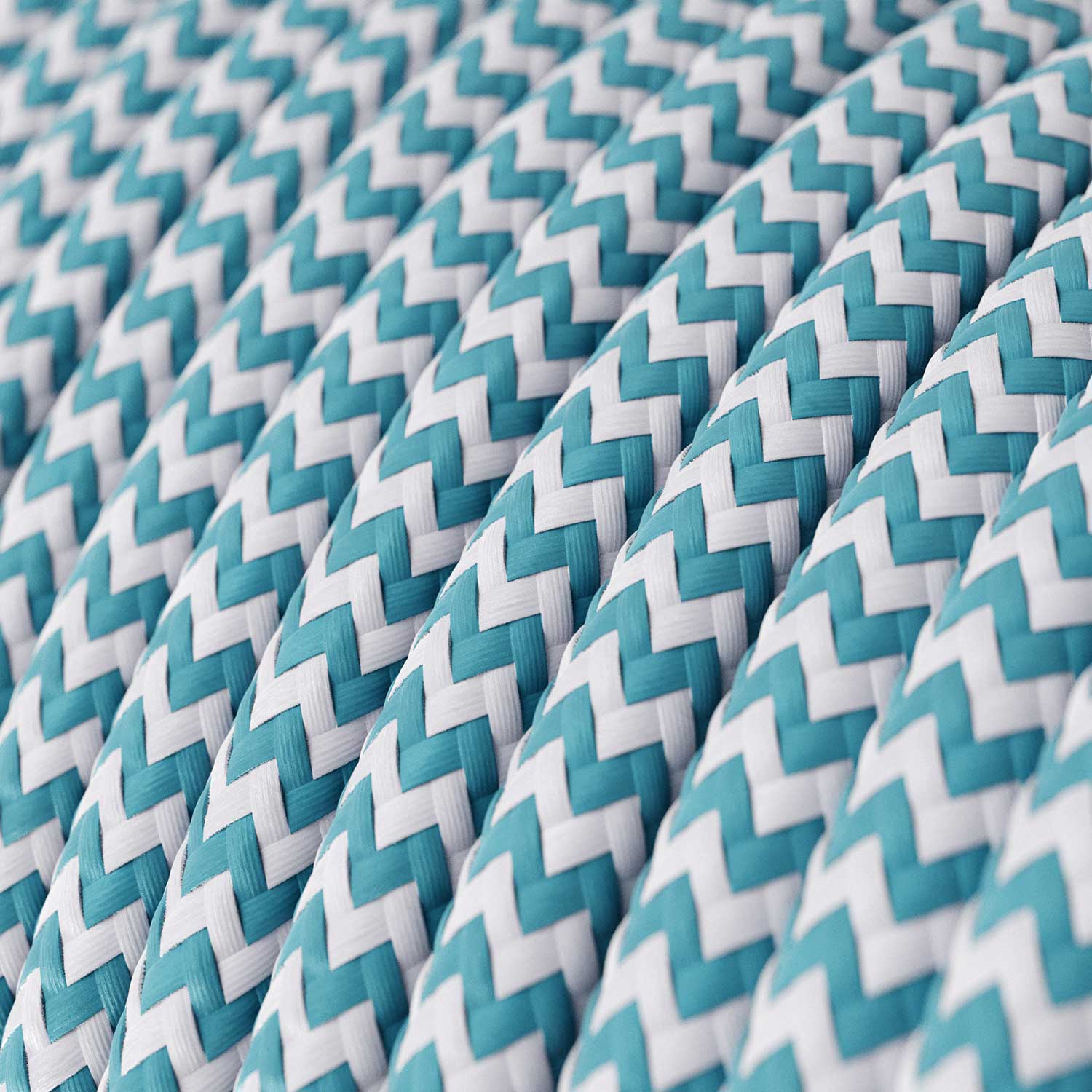 Textilummanteltes Kabel – Hellblau & Weiß Chevron RZ11 – UL-Gelistet - Image 2