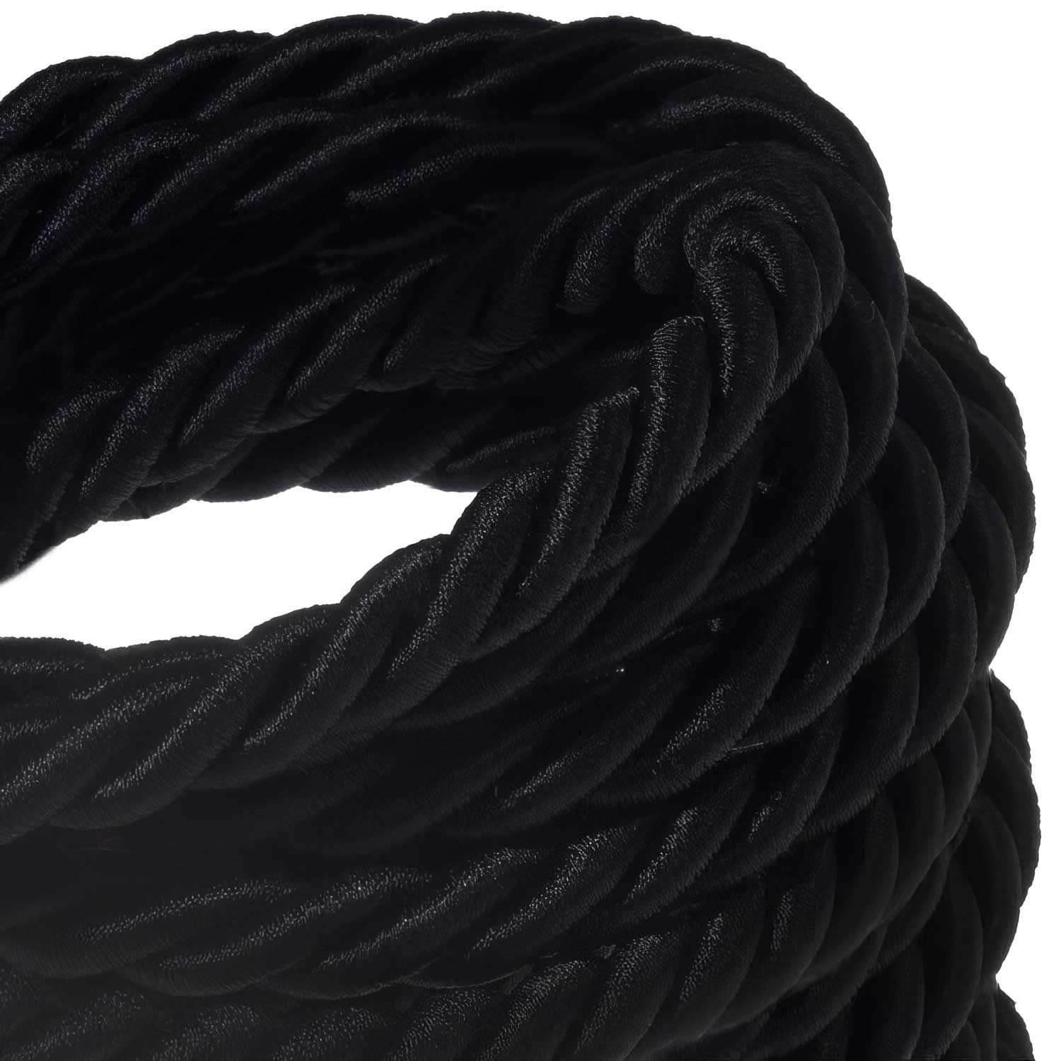 3x0,75 Elektrokordel ummantelt mit glänzendem schwarzem Stoff - Image 2