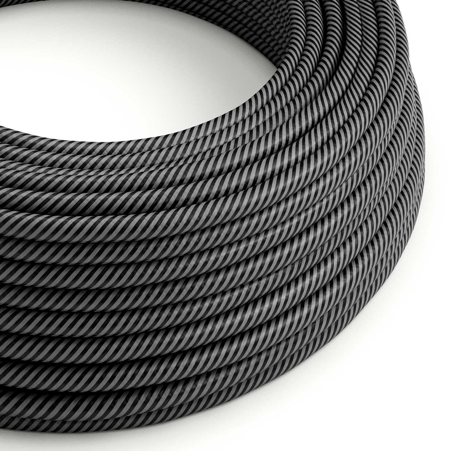 Stoffummanteltes Kabel in Graphit und Kohleschwarz Vertigo – Das Original Creative Cables, für ästhetische Aufputzinstallationen – ERM38