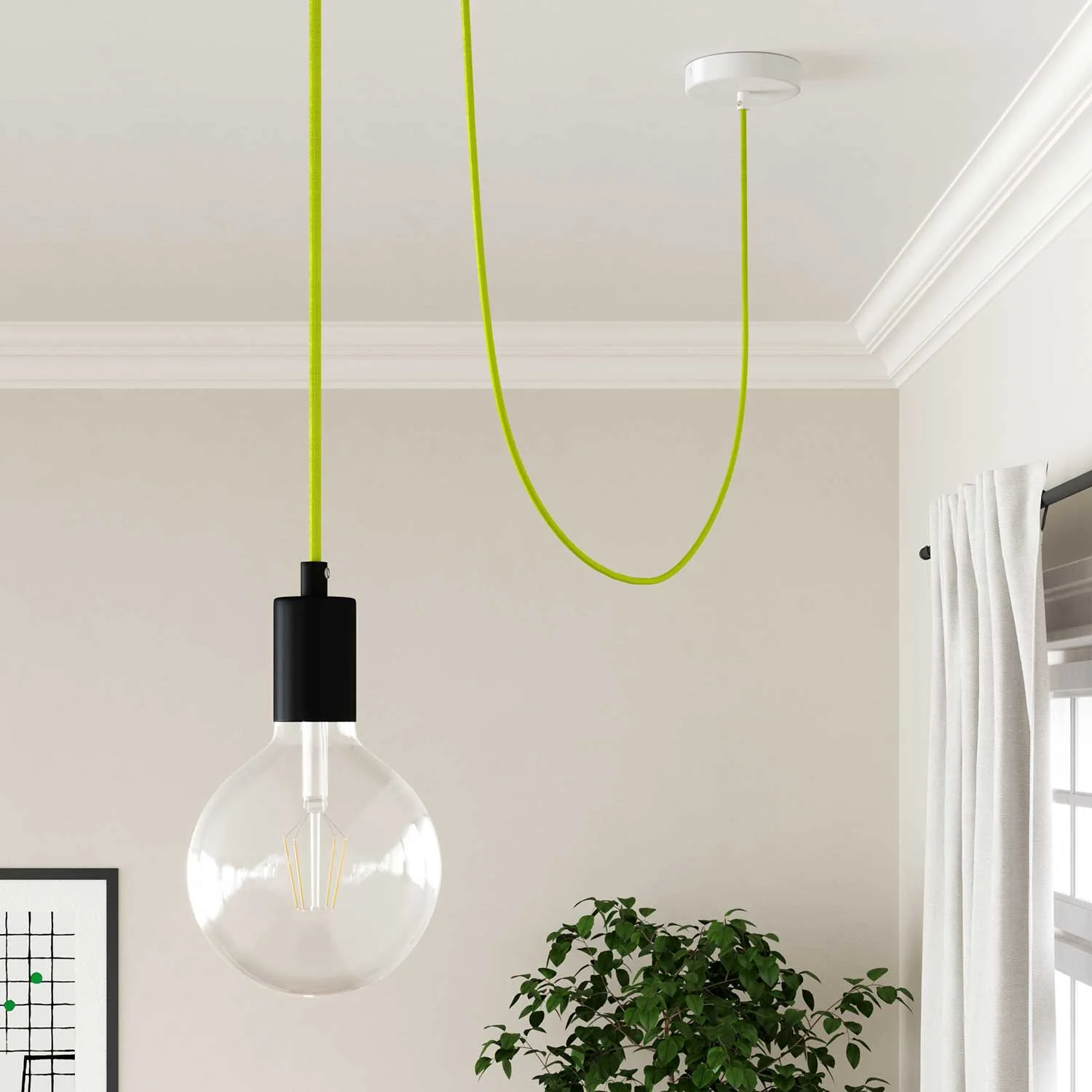 Glänzend fluoreszierend gelbes Elektrokabel – Das Original Creative Cables, ideal für Ihre Lampen und Kronleuchter – RF10 - Image 4