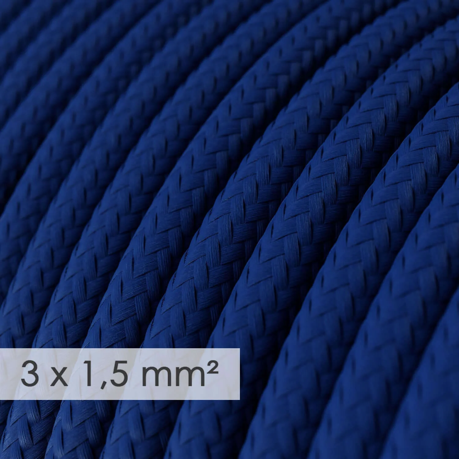 Rundes Elektrokabel mit großem Querschnitt 3x1,50 – Seidenstoffeffekt Blau RM12 - Image 2