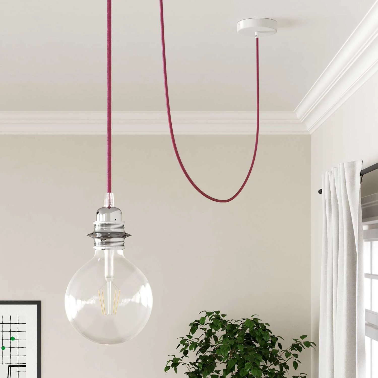 Glänzendes pinkes Elektrokabel – Das Original von Creative Cables, die beste Wahl für Ihre Lampen – RM08 - Image 4