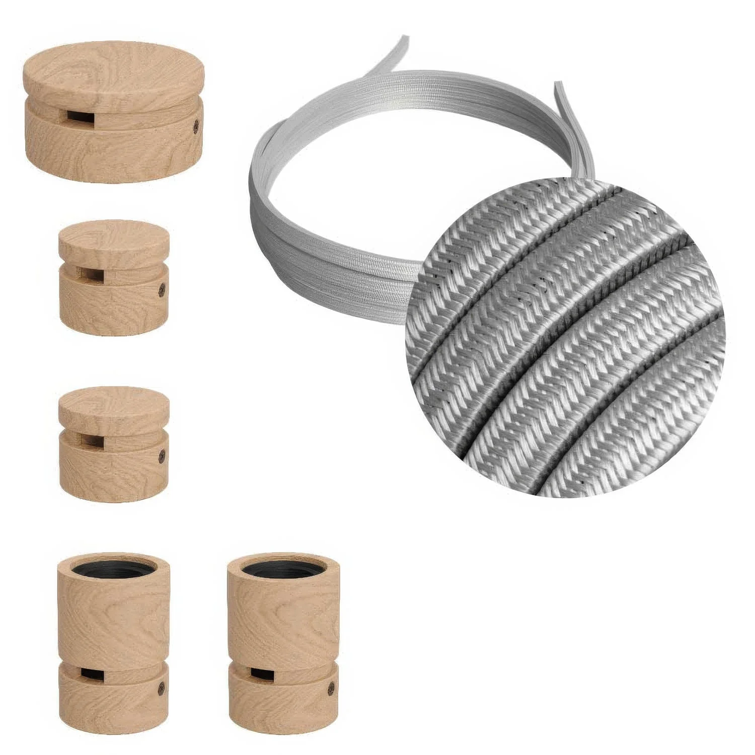 Filé Wiggle System Kit – mit 3 m CM02-Kabel für Lichterkette und 5 Holzelementen für den Innenbereich
