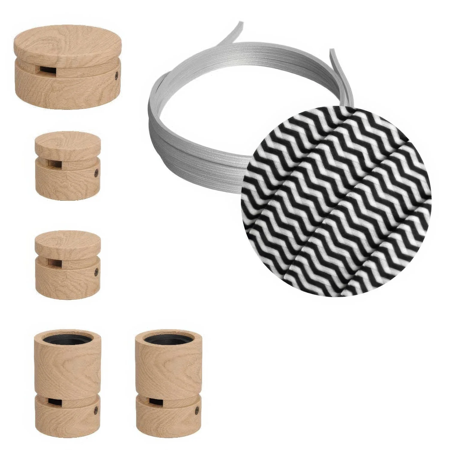 System Filé Wiggle Kit – mit 3 m CZ04-Kabel für Lichterketten und 5 Holzelementen für den Innenraum