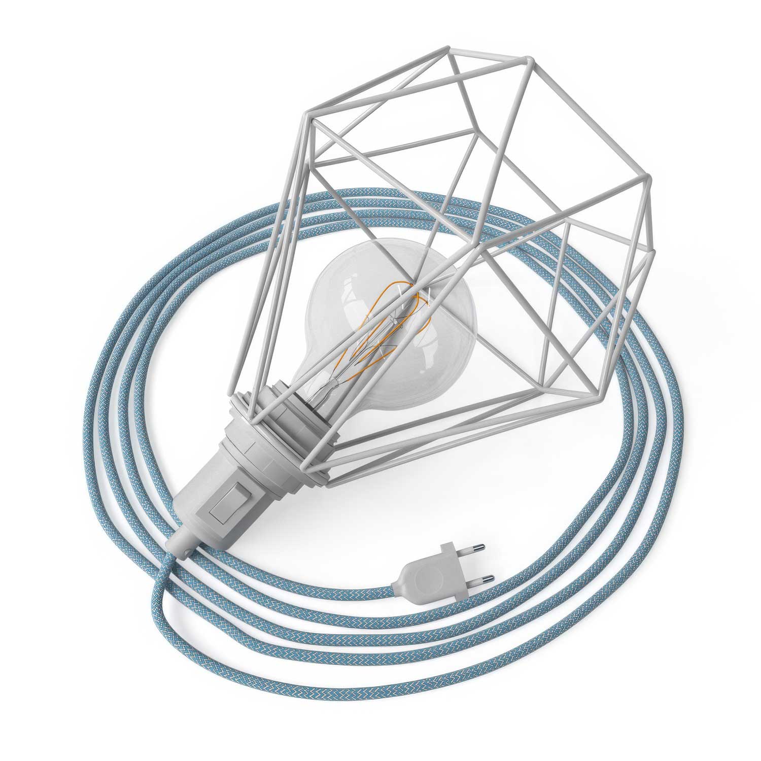 Table Snake – Plug-in-Lampe mit Käfigschirm Diamond – Weiß