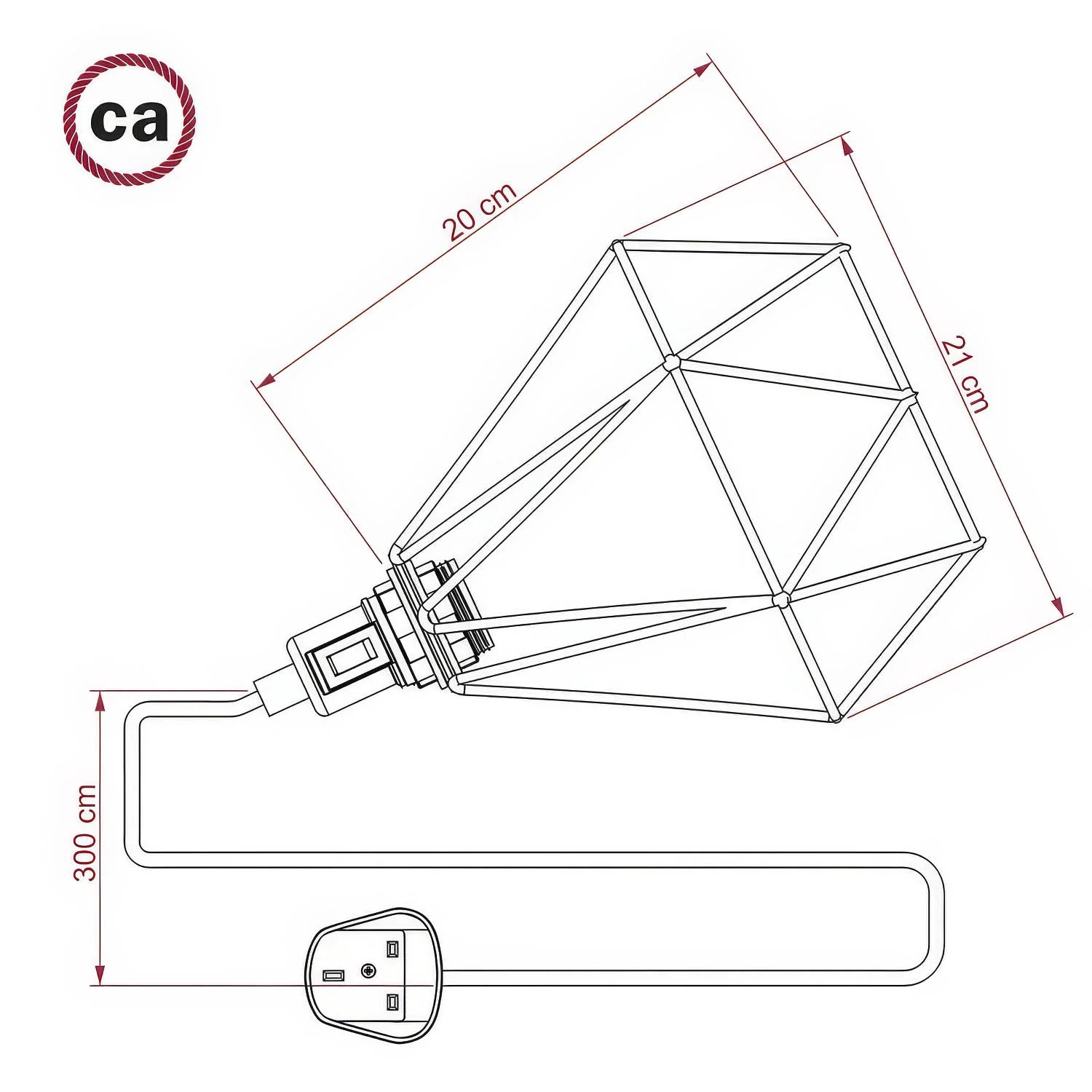 Table Snake – Steckerleuchte mit UK-Stecker und Lampenschirm im Diamond-Käfig – Schwarz - Image 4