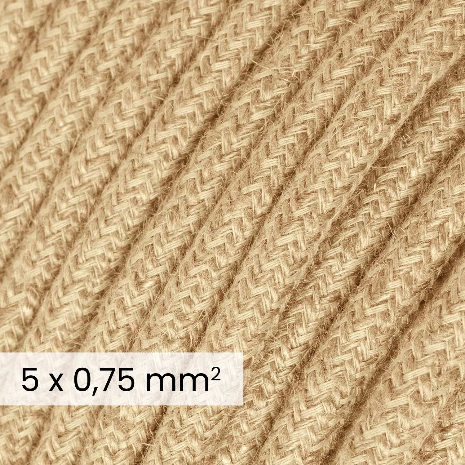 DALI Textilkabel 5x0,75 mm² neutral aus Jute – Naturfaser-Stoffkabel für Designbeleuchtung RN06 - Image 2
