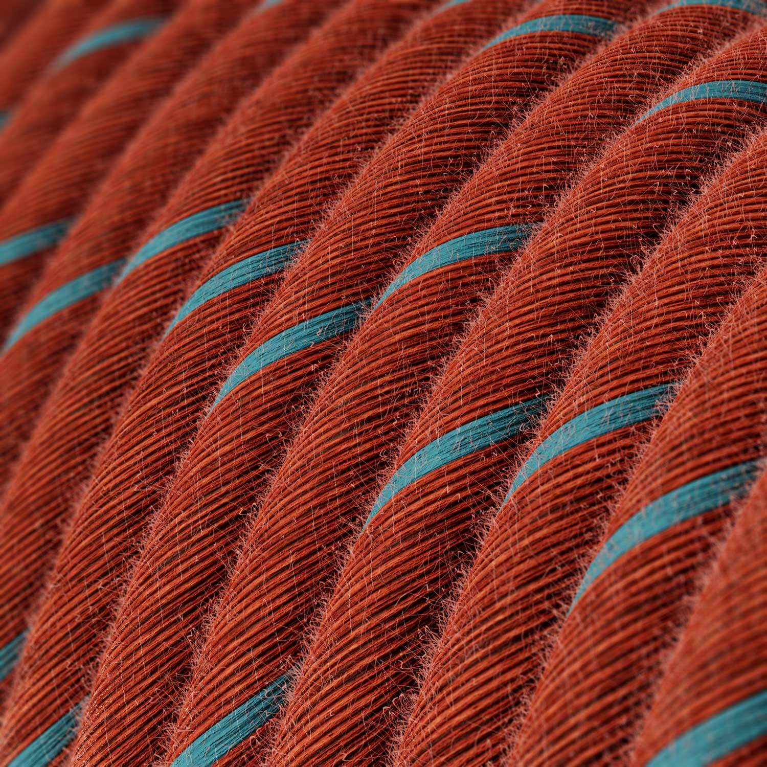 Elektrikkabel mit Baumwollmantel Ziegelrot und Blau Vertigo - Das Original Creative Cables, für Lampen und Leuchten - ERC36 - Image 2